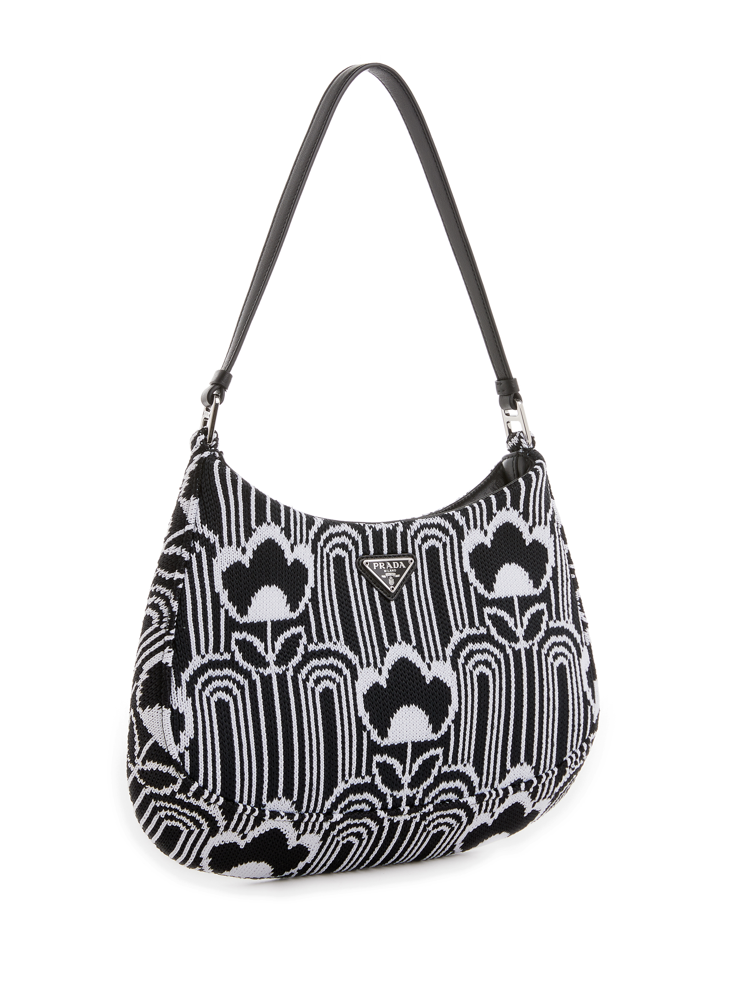 Sac Prada Cleo en tricot jacquard et cuir