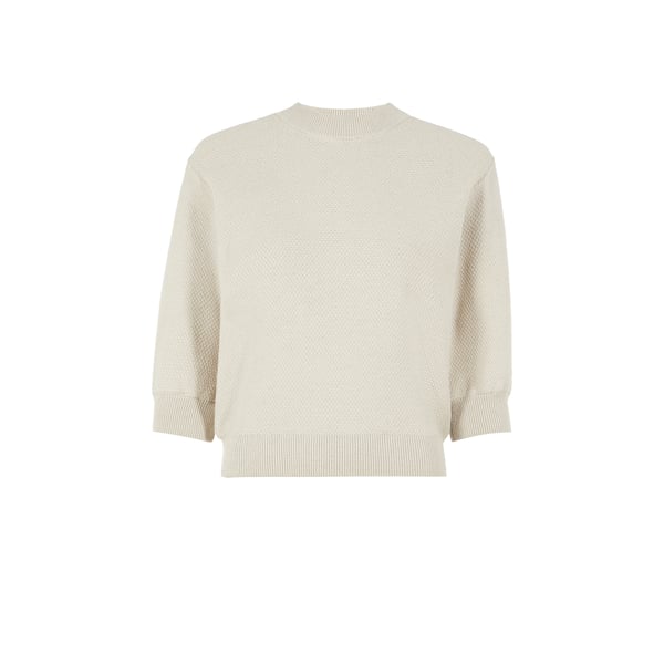 Pull manches courtes maille fantaisie