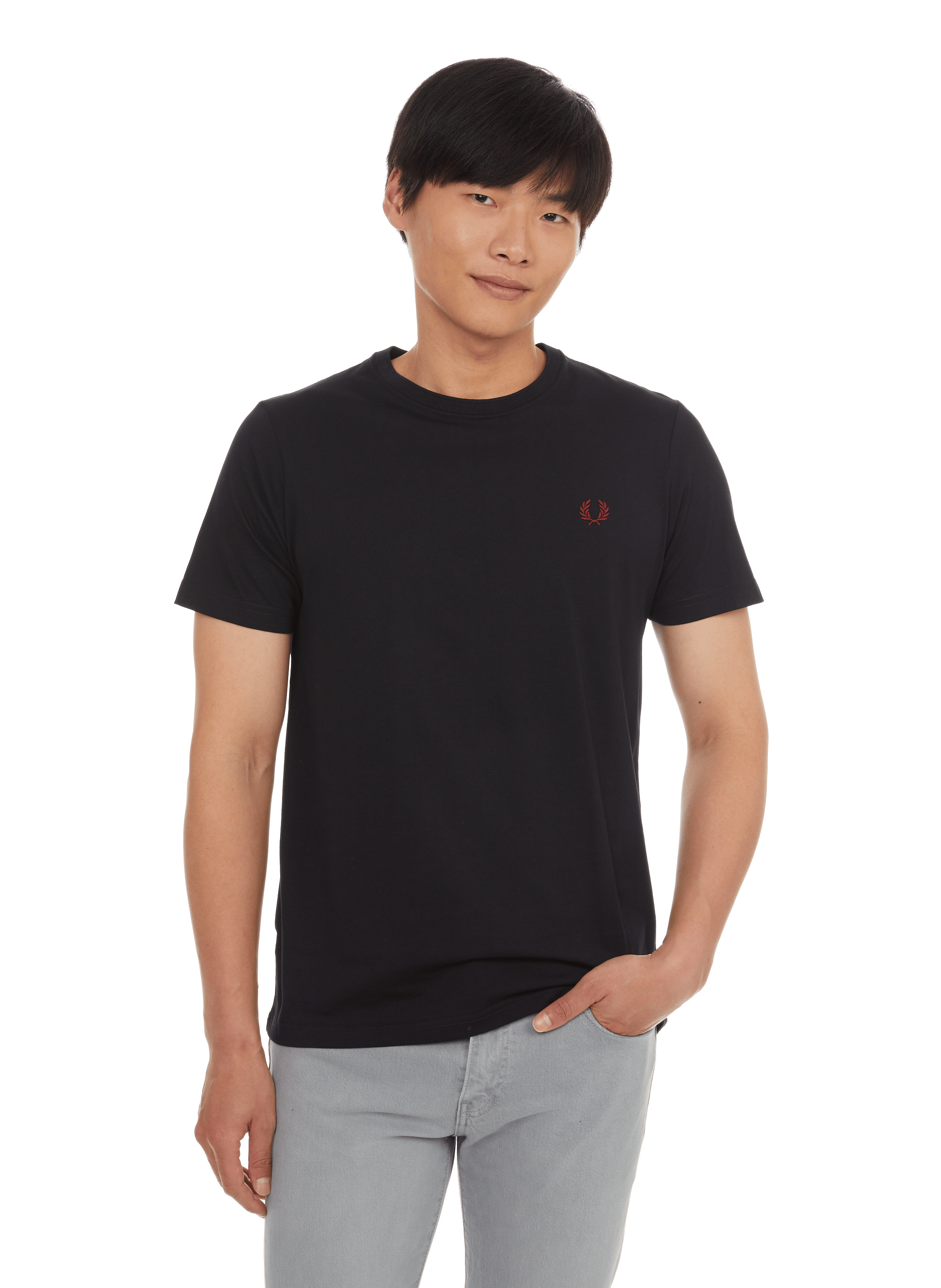 T-shirt Homme Fred Perry S Rayé Noir – Coton, état Très Bon