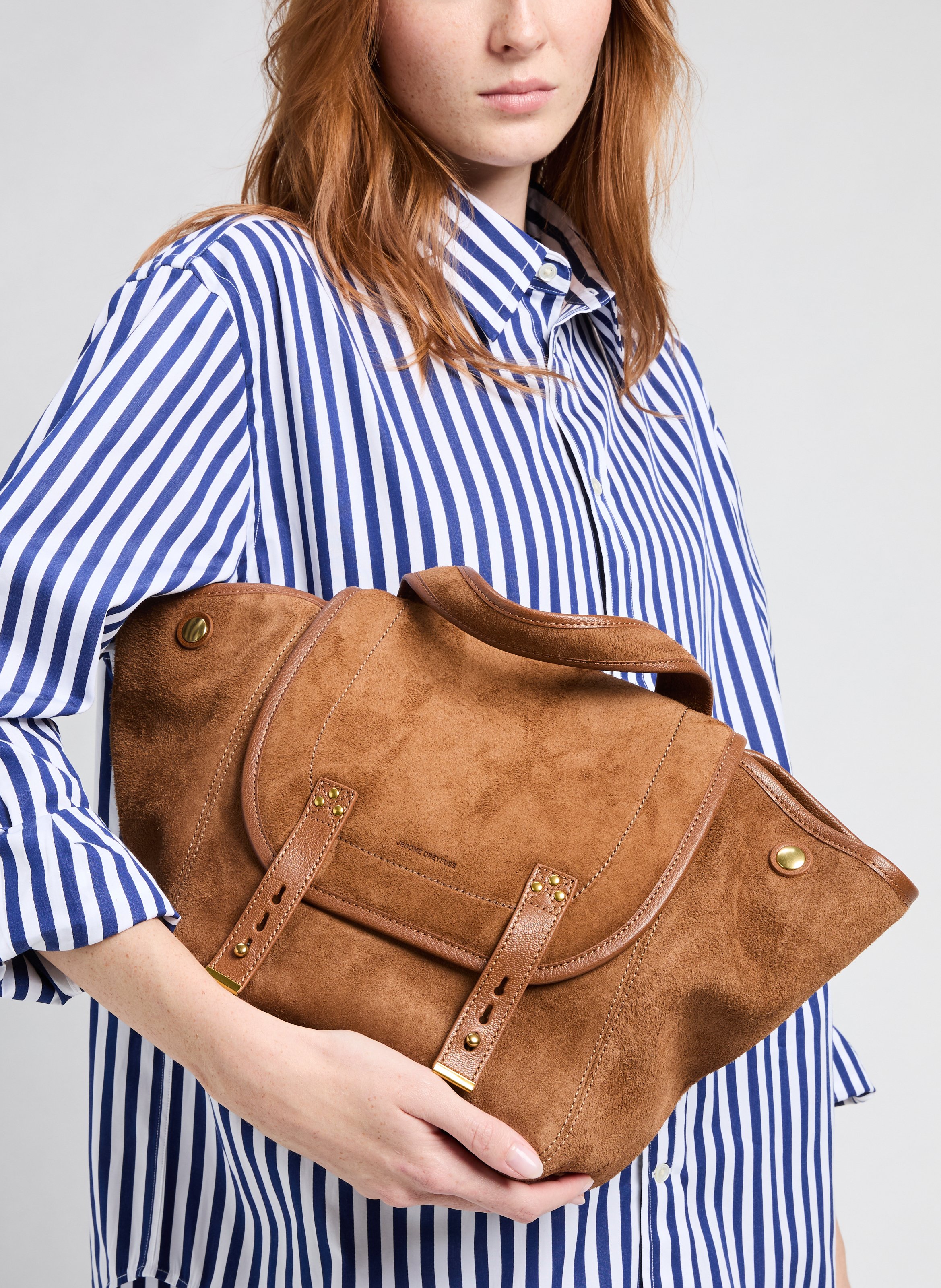 Sac panier Stan M en croûte de velours JÉRÔME DREYFUSS Marron