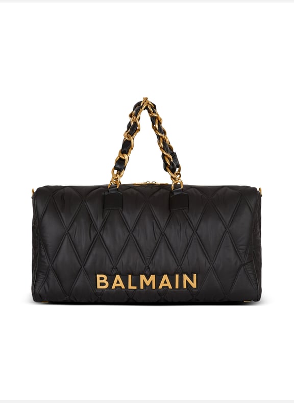 Sac de voyage en nylon matelassé à motif diamond Noir by BALMAIN BALMAIN Sac de voyage en nylon matelassé à motif diamond Noir