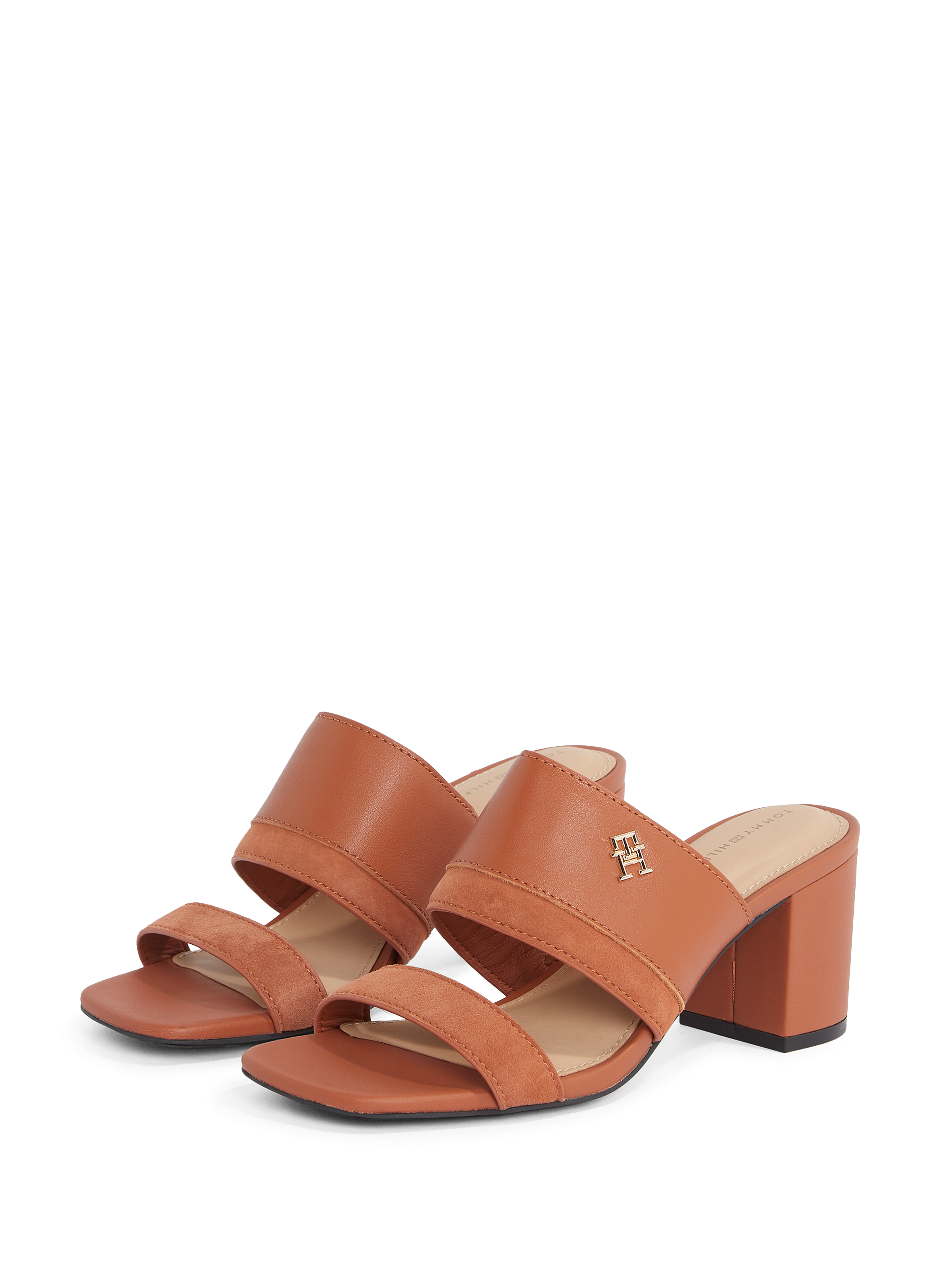 Heeled leather mules TOMMY HILFIGER Brown