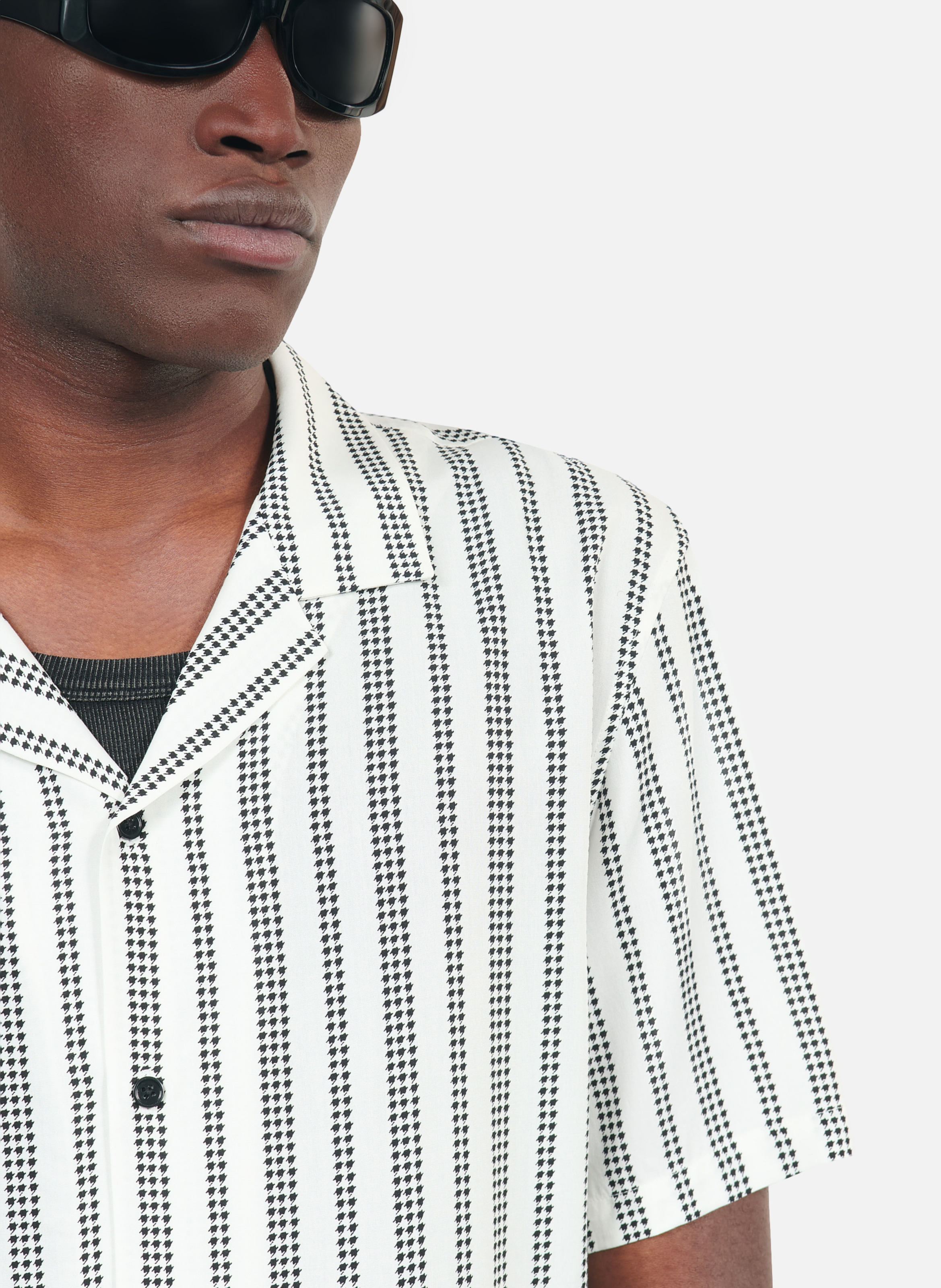 Chemise imprimée à manches courtes Beige