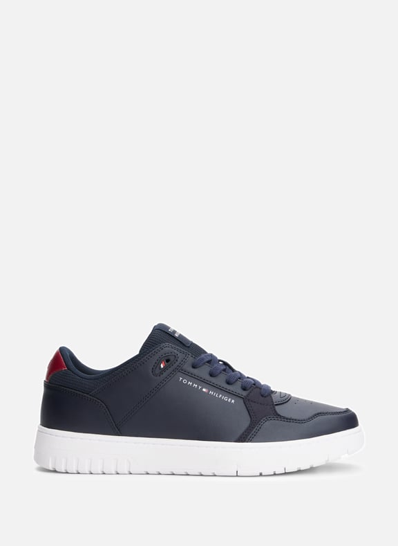 Multitextured basketball shoes with leather detailing Blue by TOMMY HILFIGER TOMMY HILFIGER Multitextured basketball shoes with leather detailing Blue