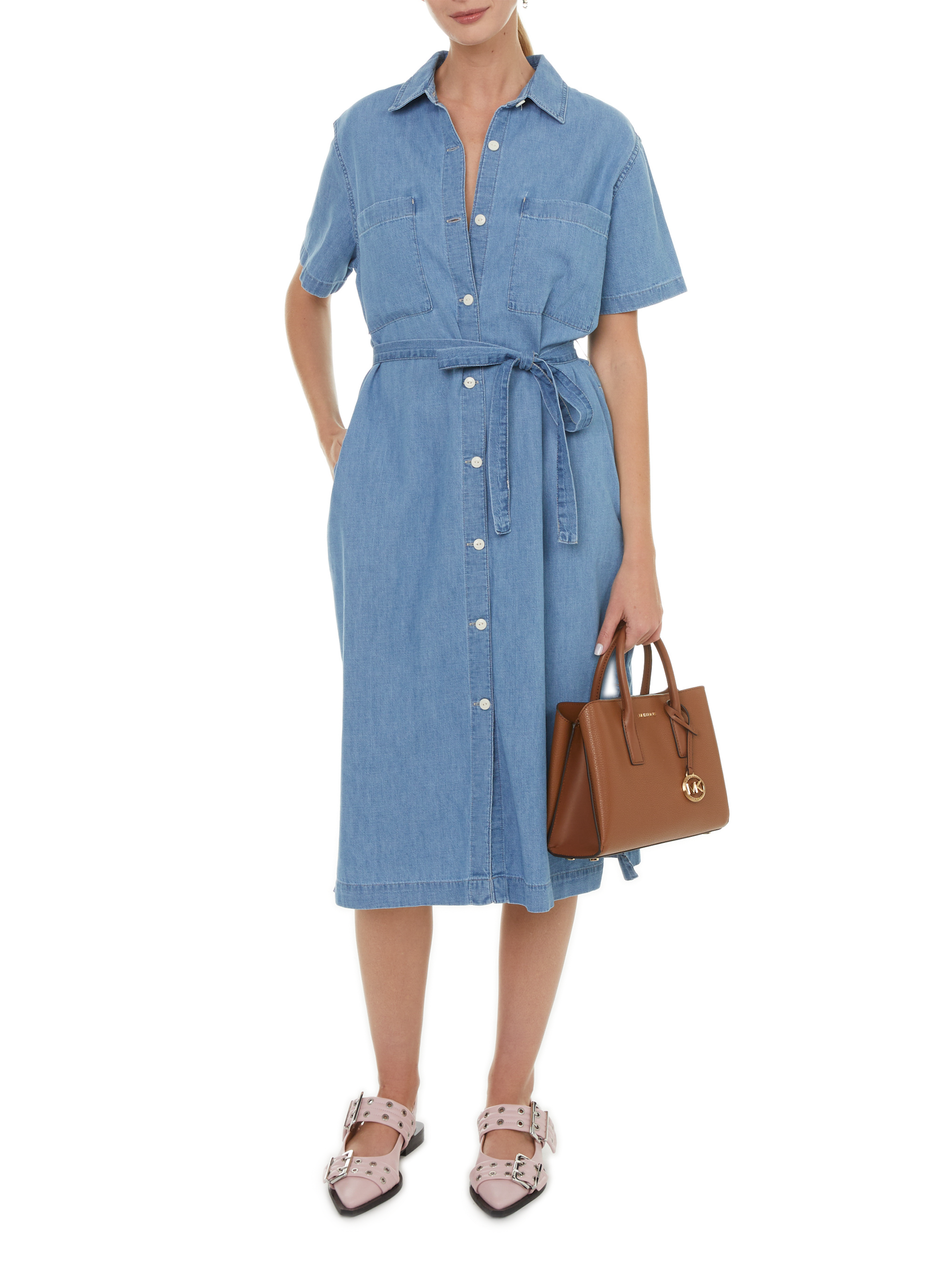 Leather ballet flats GANNI Pink