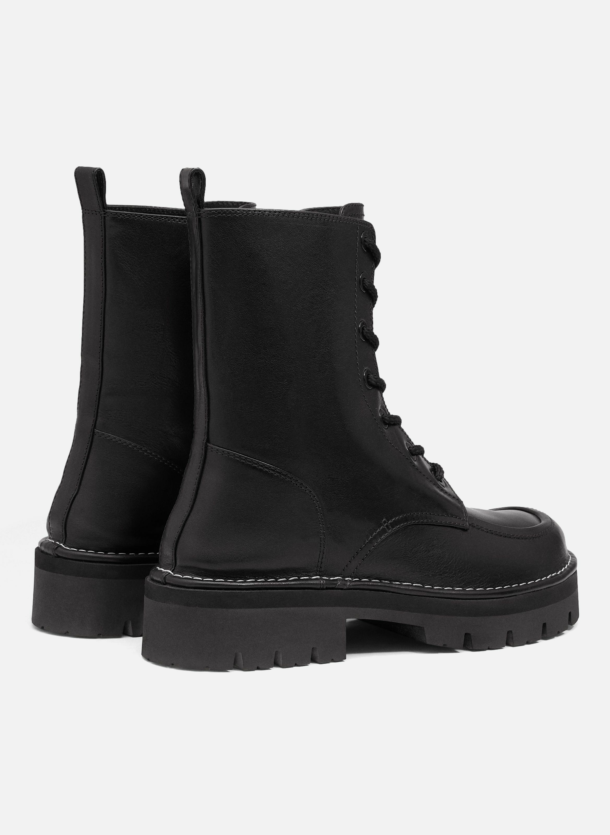 Boots a lacets a bout anatomique en cuir unisexes AMI PARIS Noir