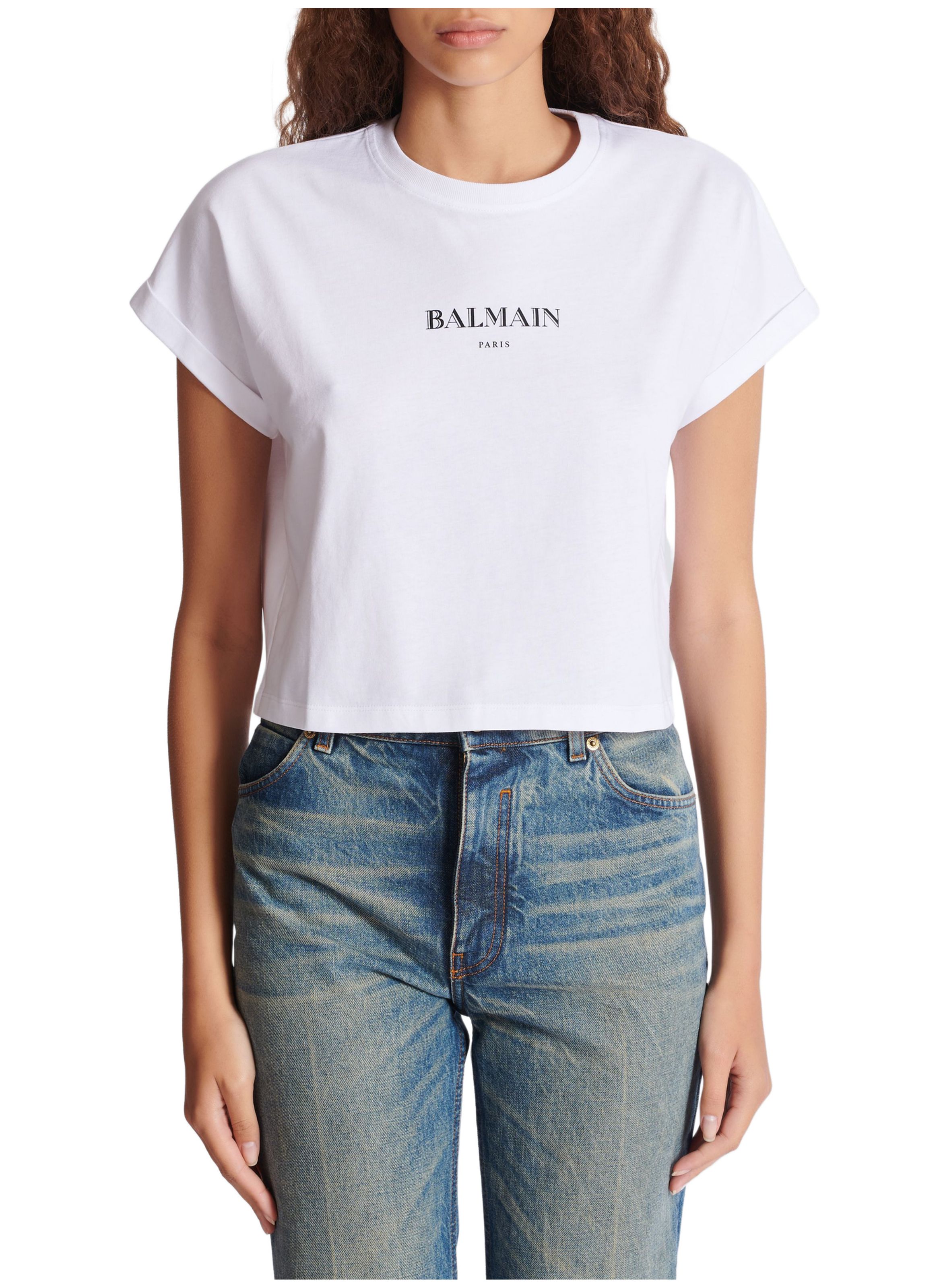 T-shirt court avec imprimé balmain BALMAIN Blanc