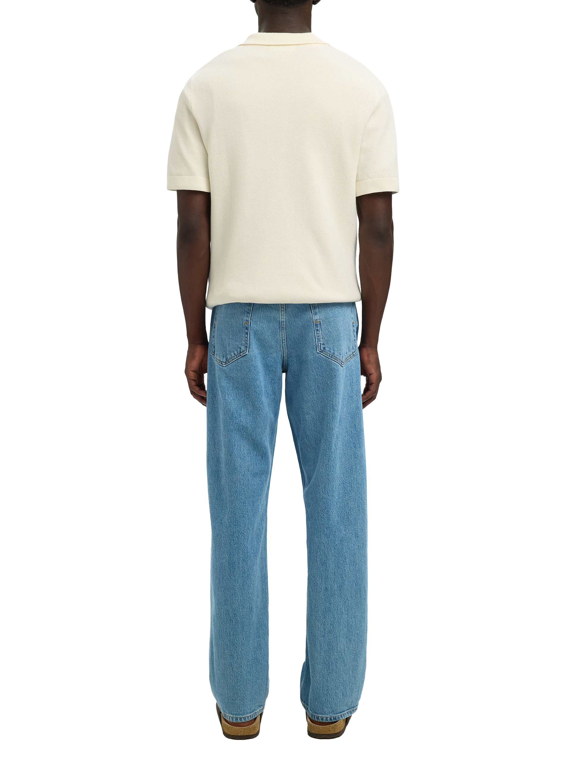 Polo manches courtes en coton biologique SELECTED Beige