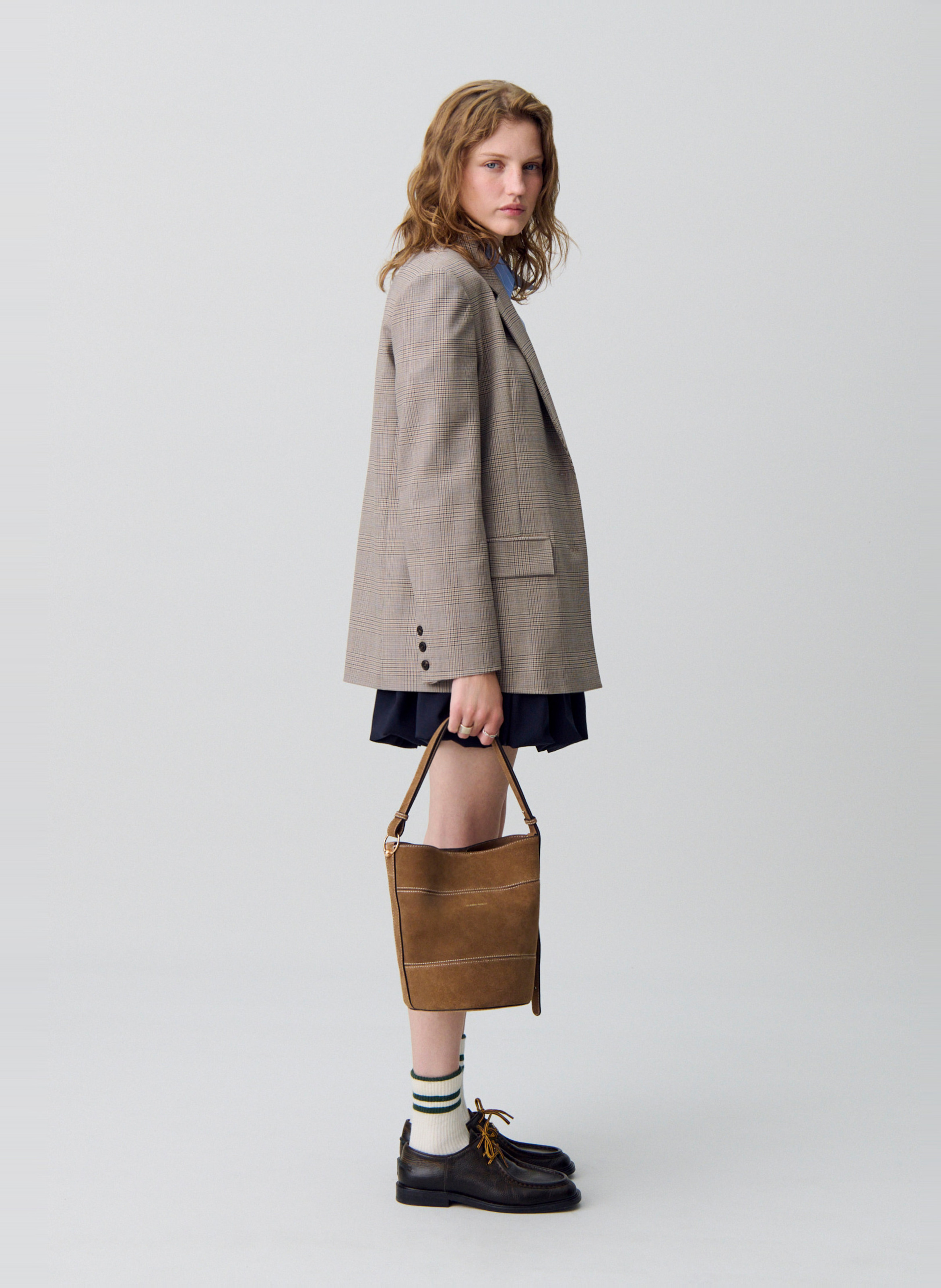 Sac seau en cuir velours CLAUDIE PIERLOT Beige