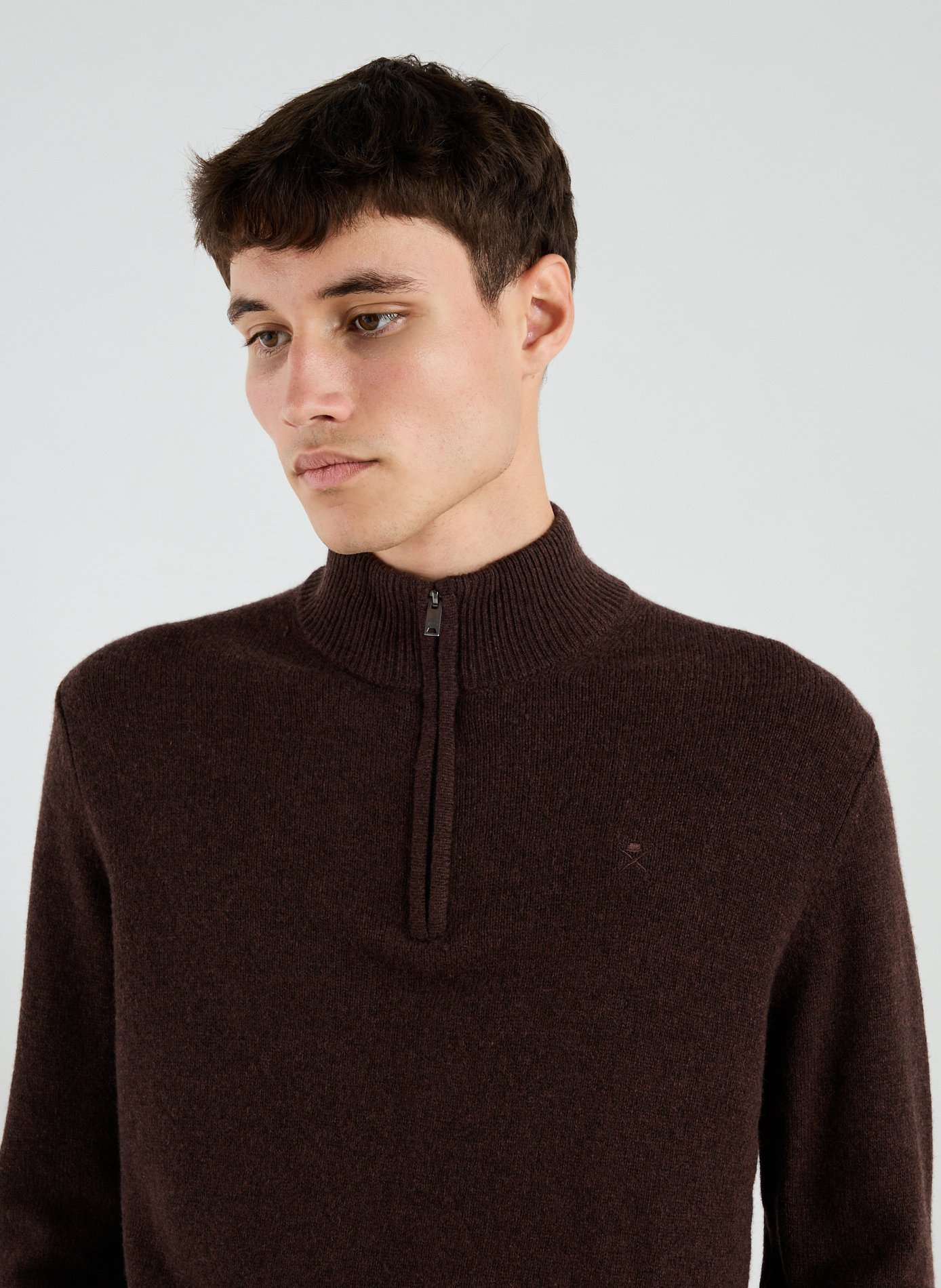High collar sweatshirt in wool HACKETT Brown