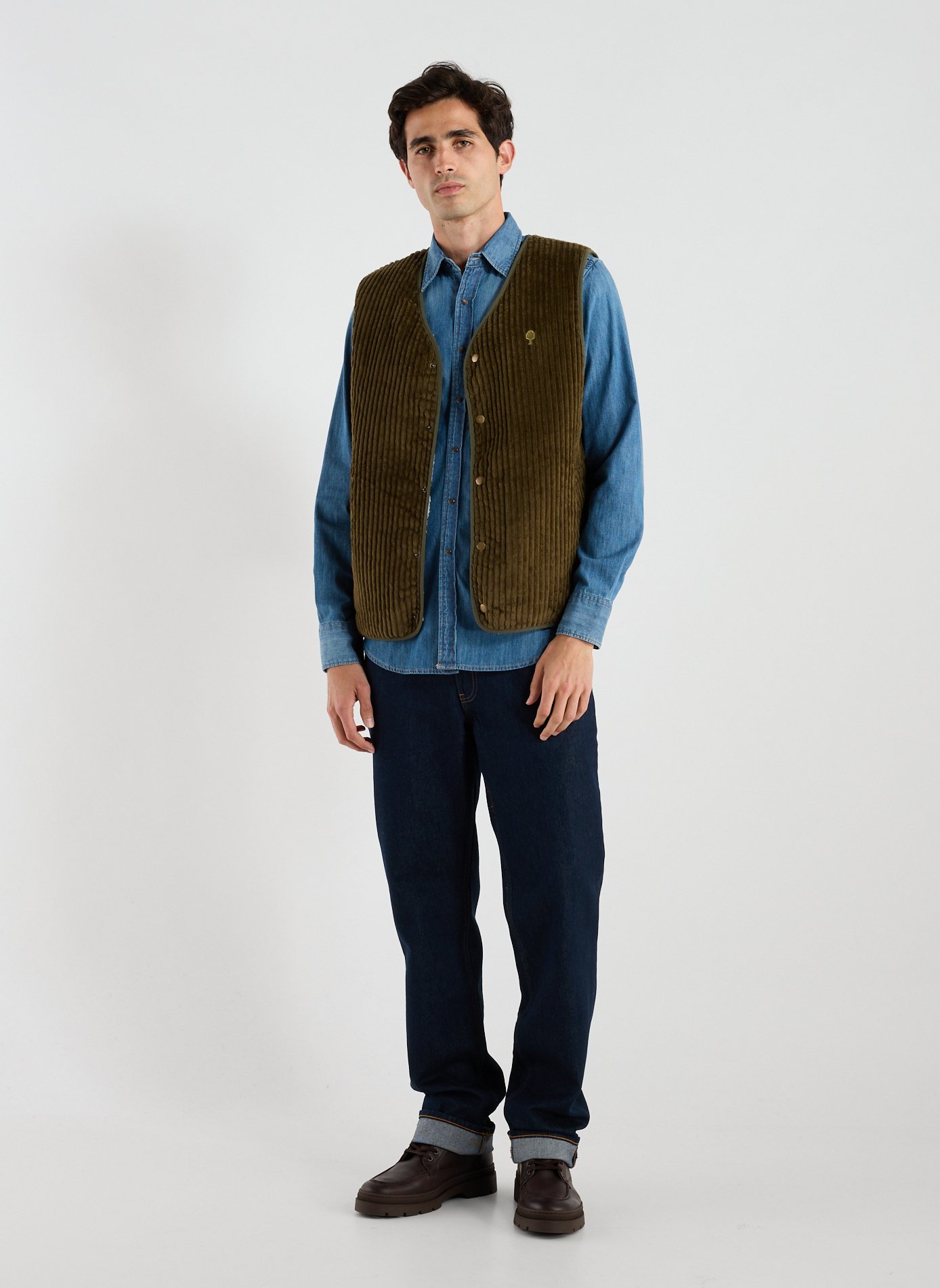 Reversible sleeveless cotton vest FAGUO Green