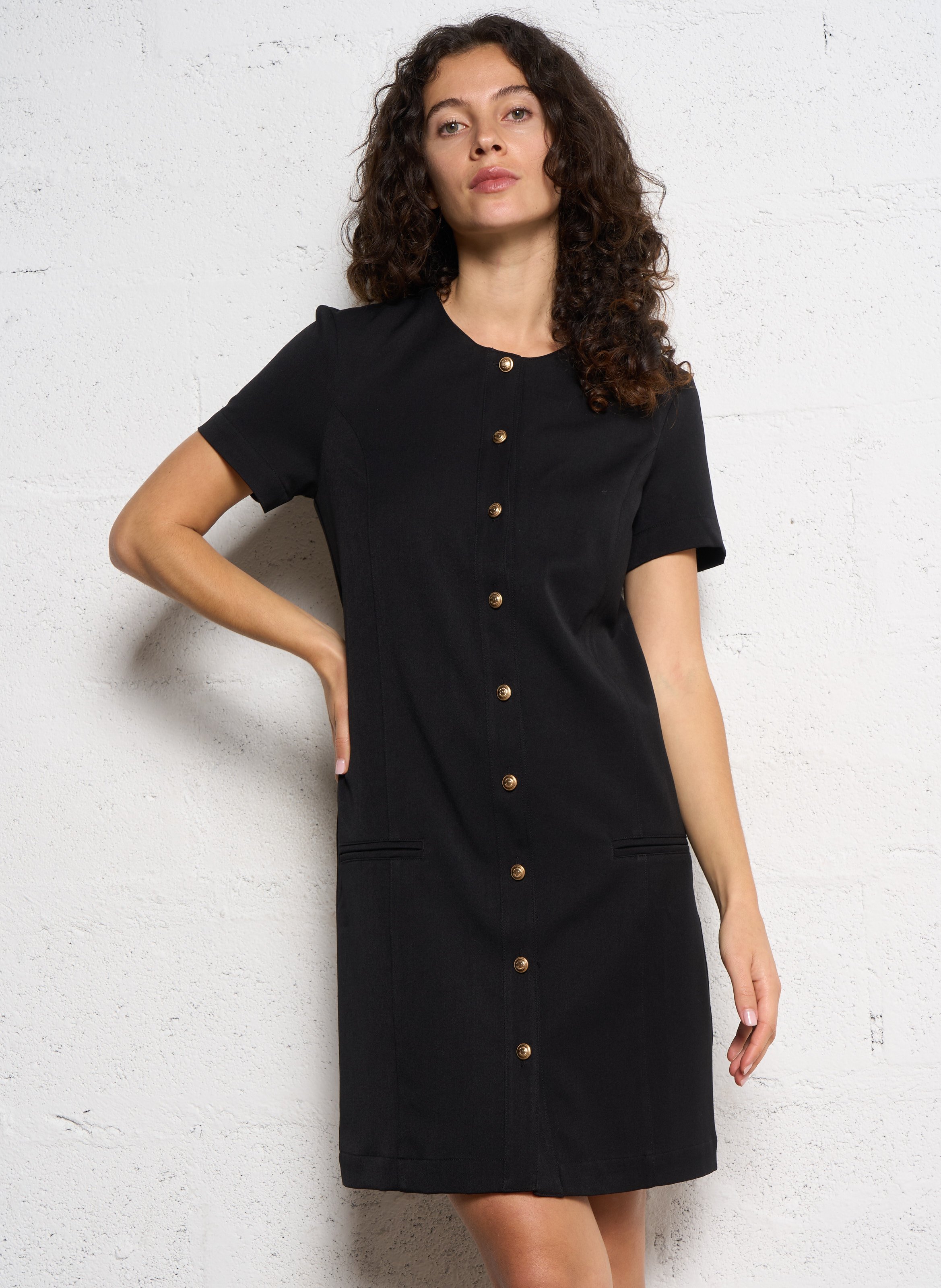 Robe courte col rond IKKS Noir