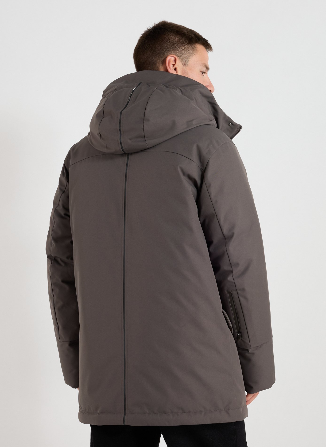 Straight parka with removable hood KRAKATAU Grey