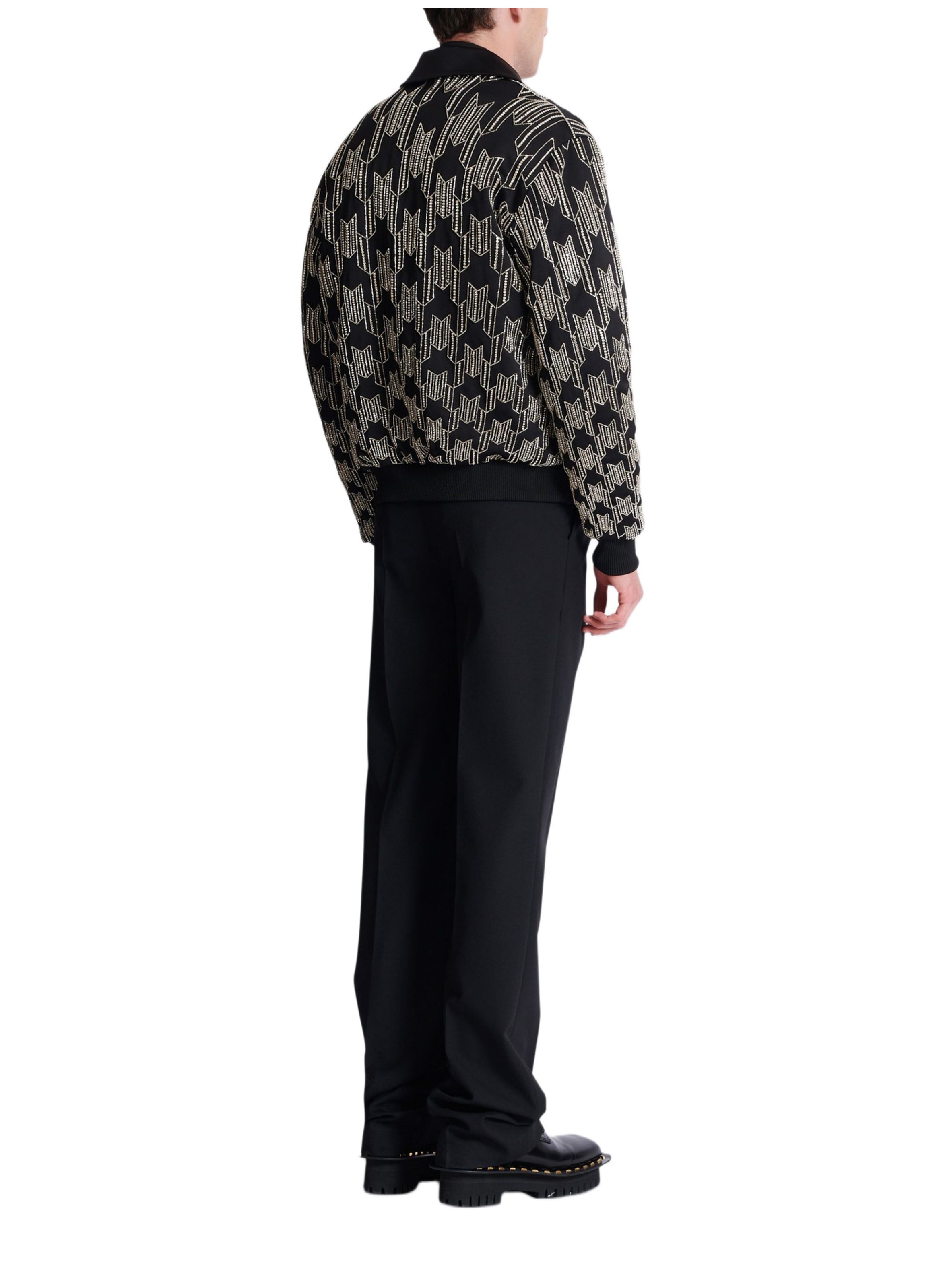 Bomber en satin avec cristaux brodés BALMAIN Noir