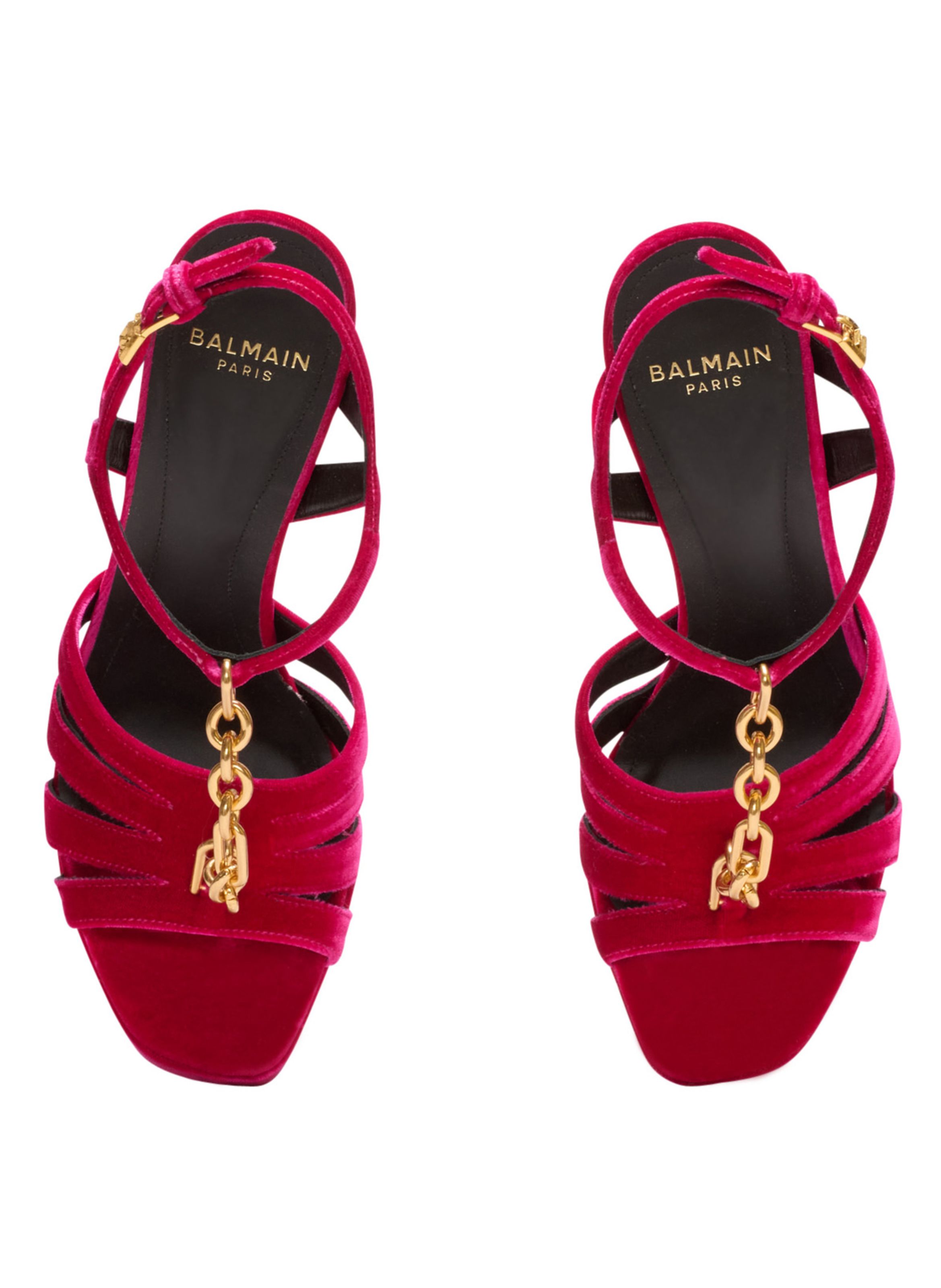 Sandales à plateforme sync en cuir d'agneau verni BALMAIN Rose