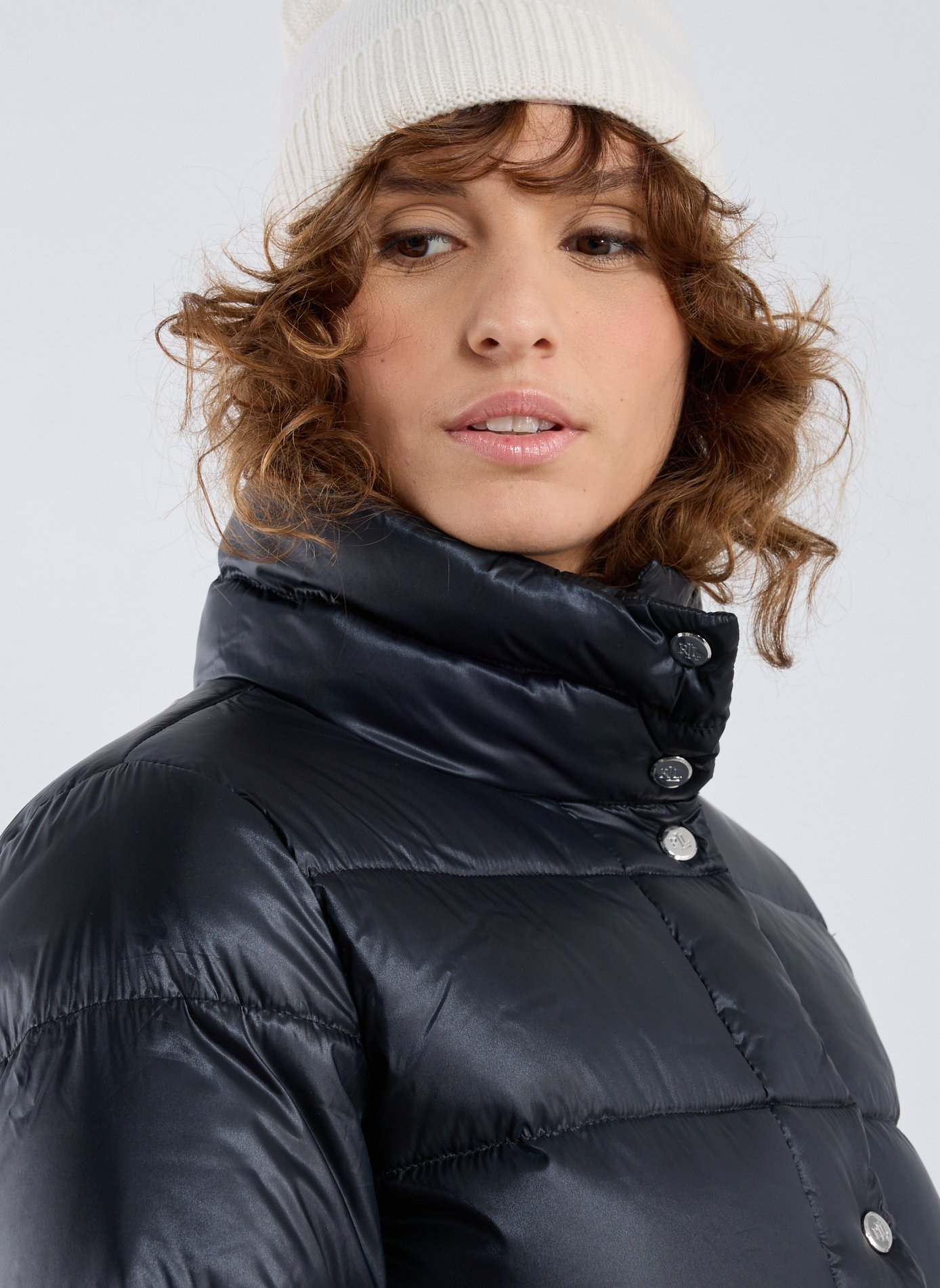 Doudoune corte à col montant matelassée LAUREN Noir