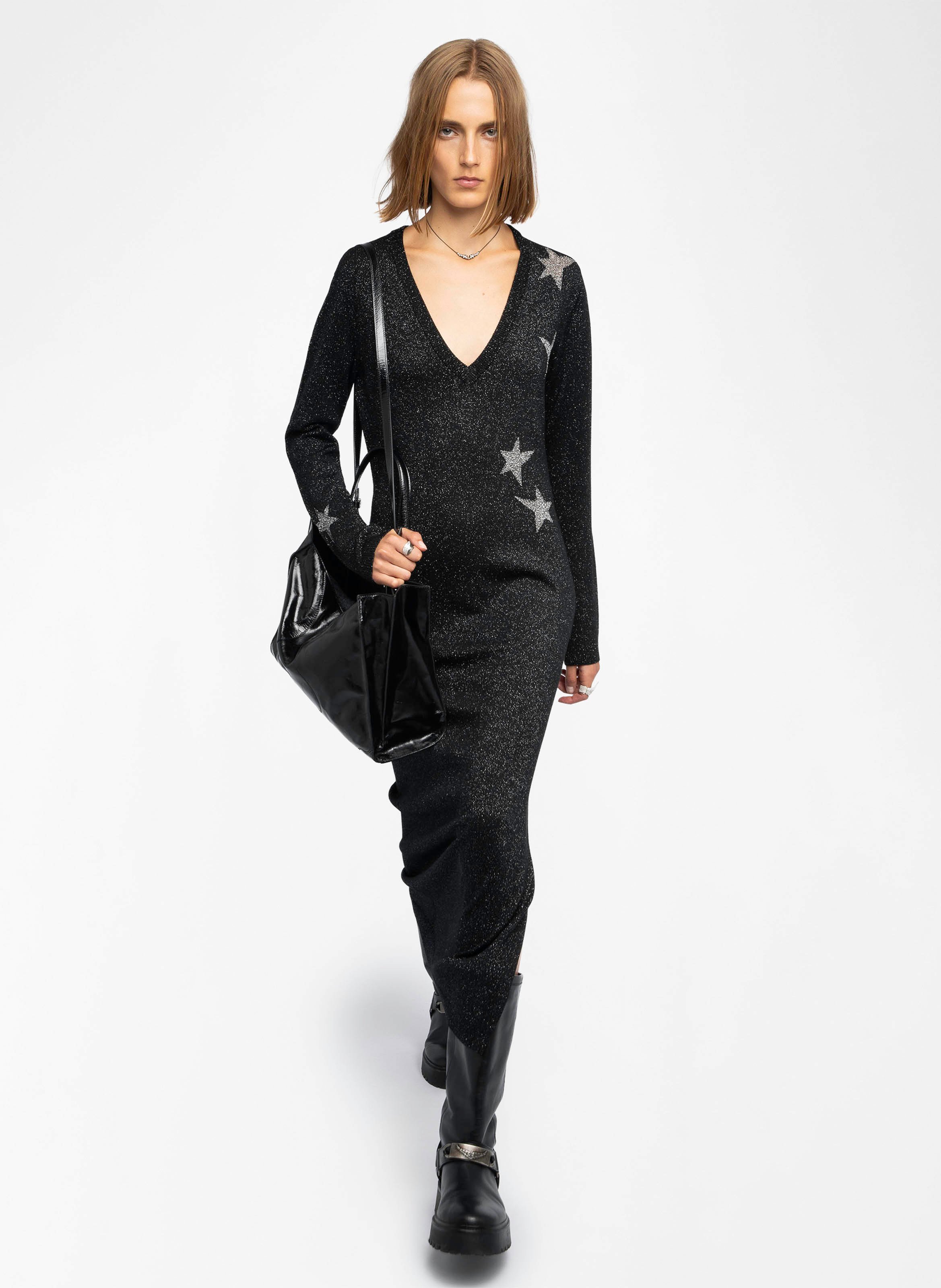 Robe longue col v en laine mélangée stelly ZADIG&VOLTAIRE Noir