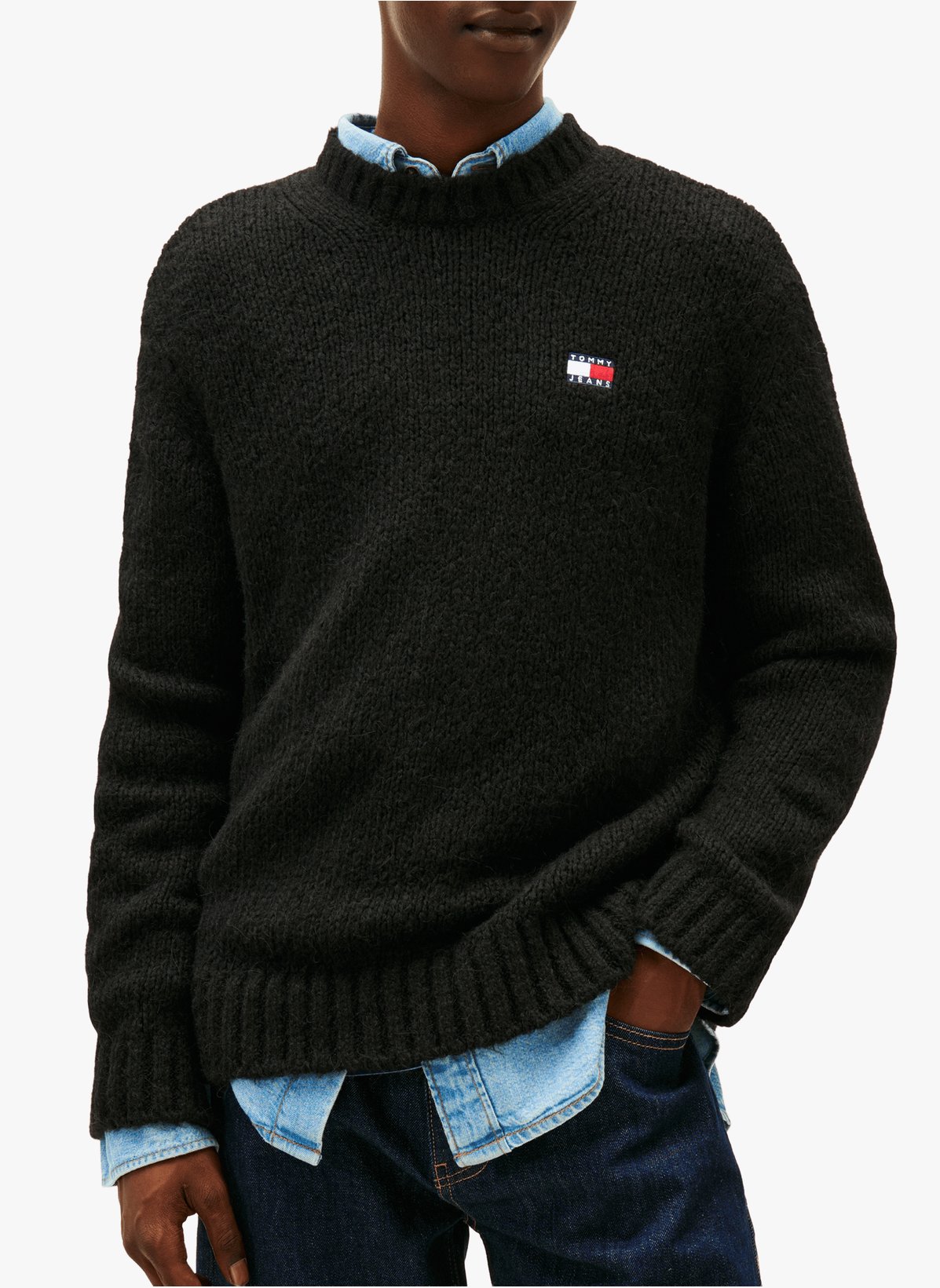 Pull en maille cotelé en coton mélangé