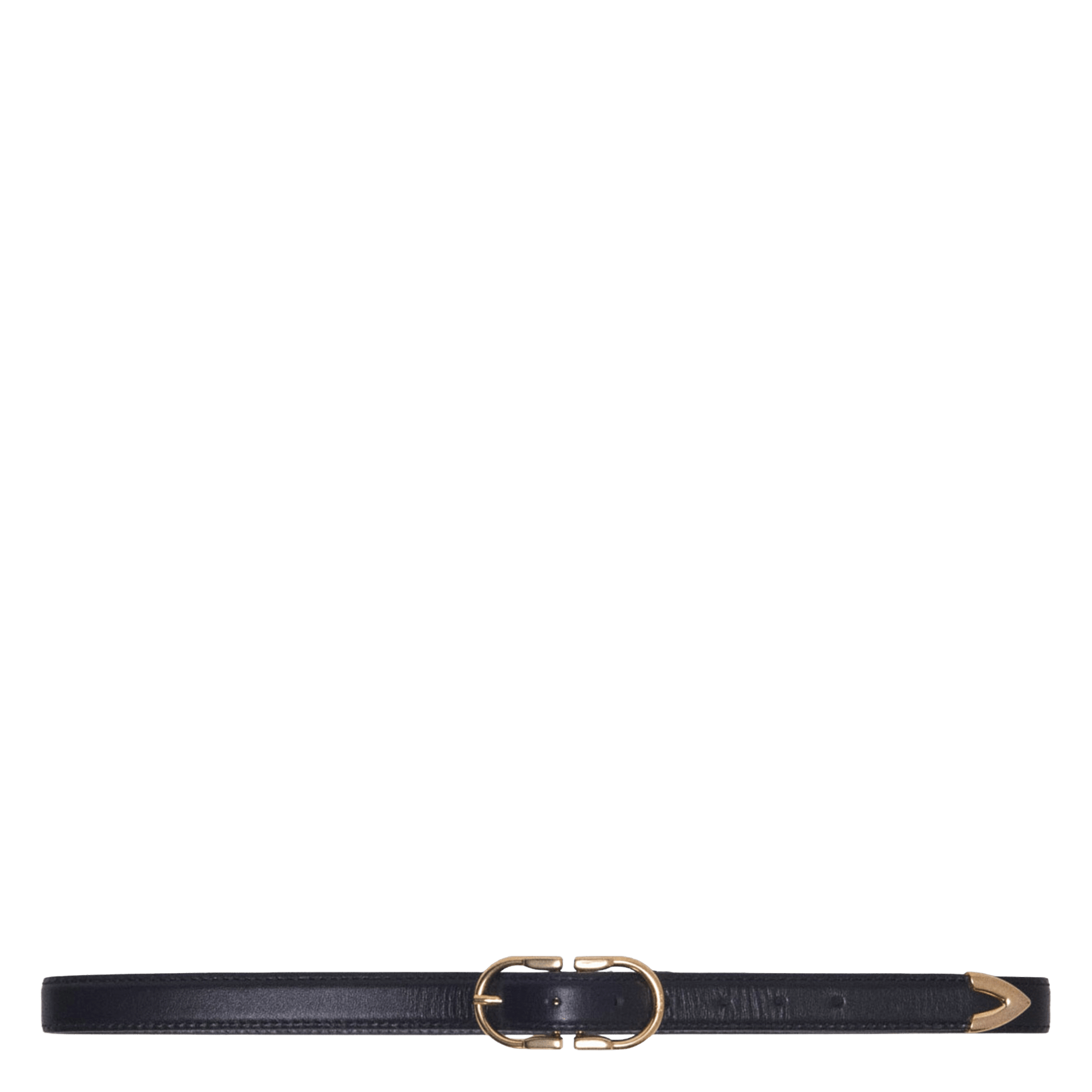 Ceinture fine à boucle en cuir  Noir