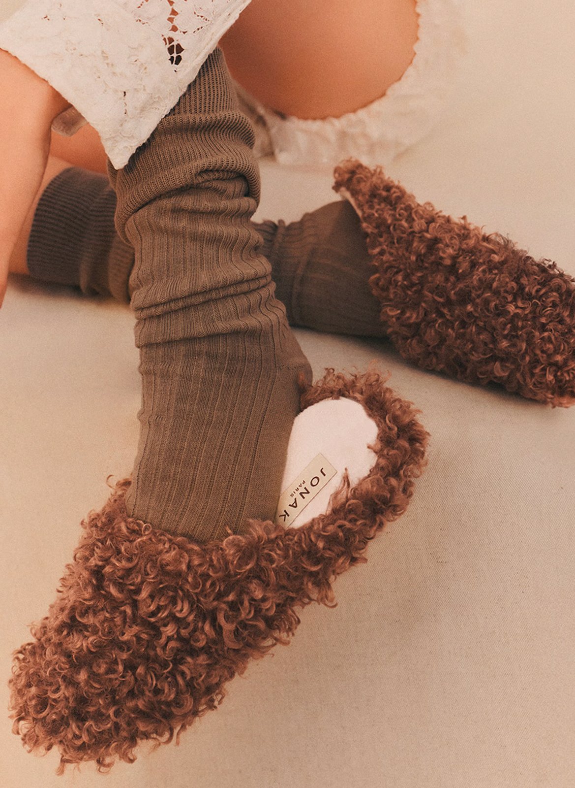 Chausson en fourrure synthétque judie JONAK Marron