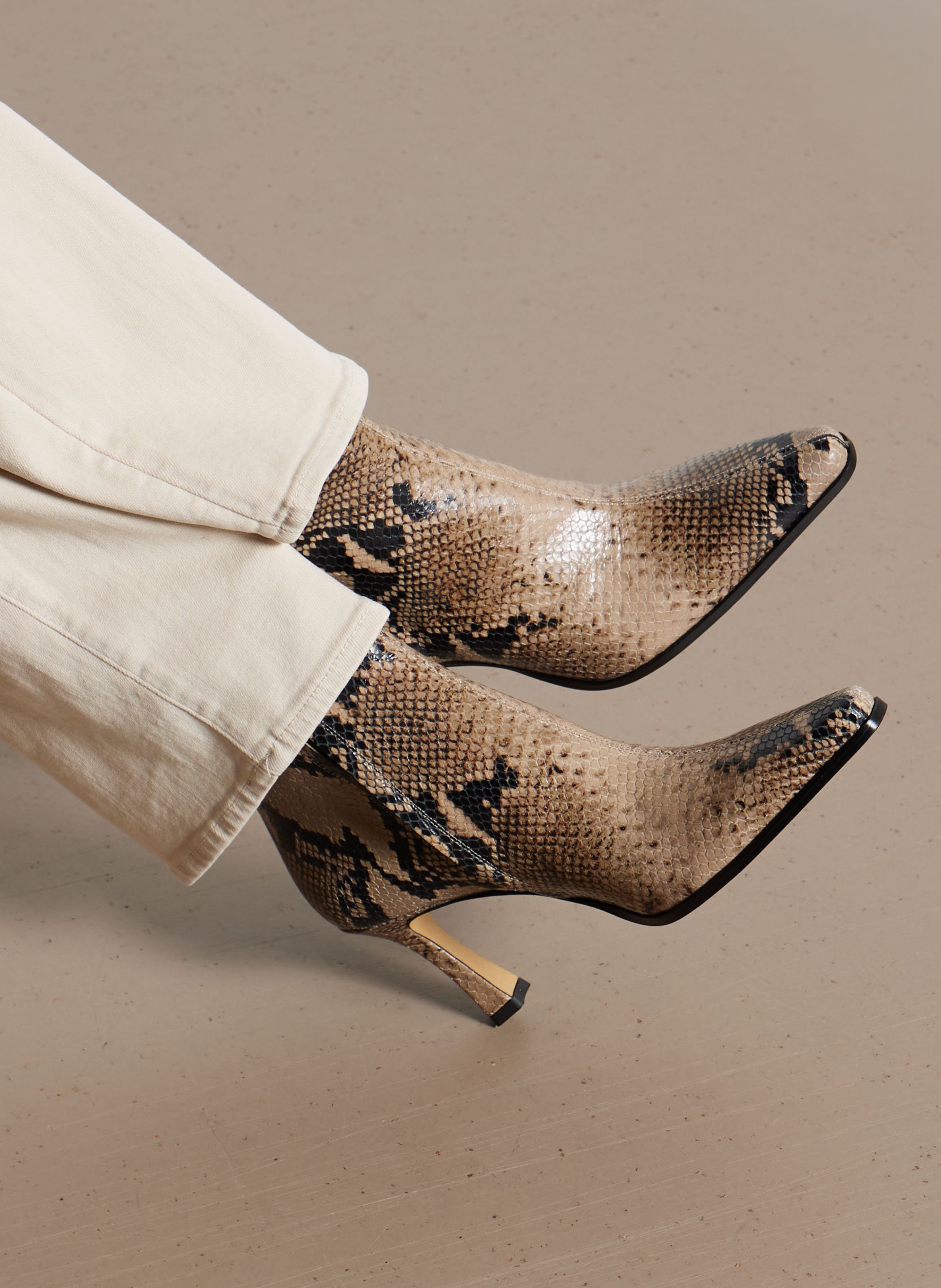 Bottines en cuir imprimé n°713 RIVECOUR Marron