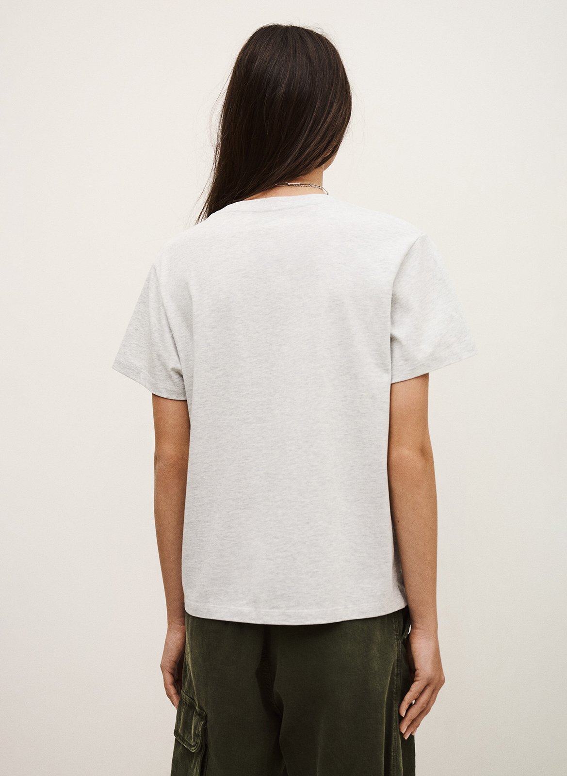 Tee-shirt droit sérigraphié en coton ioni BA&SH Gris