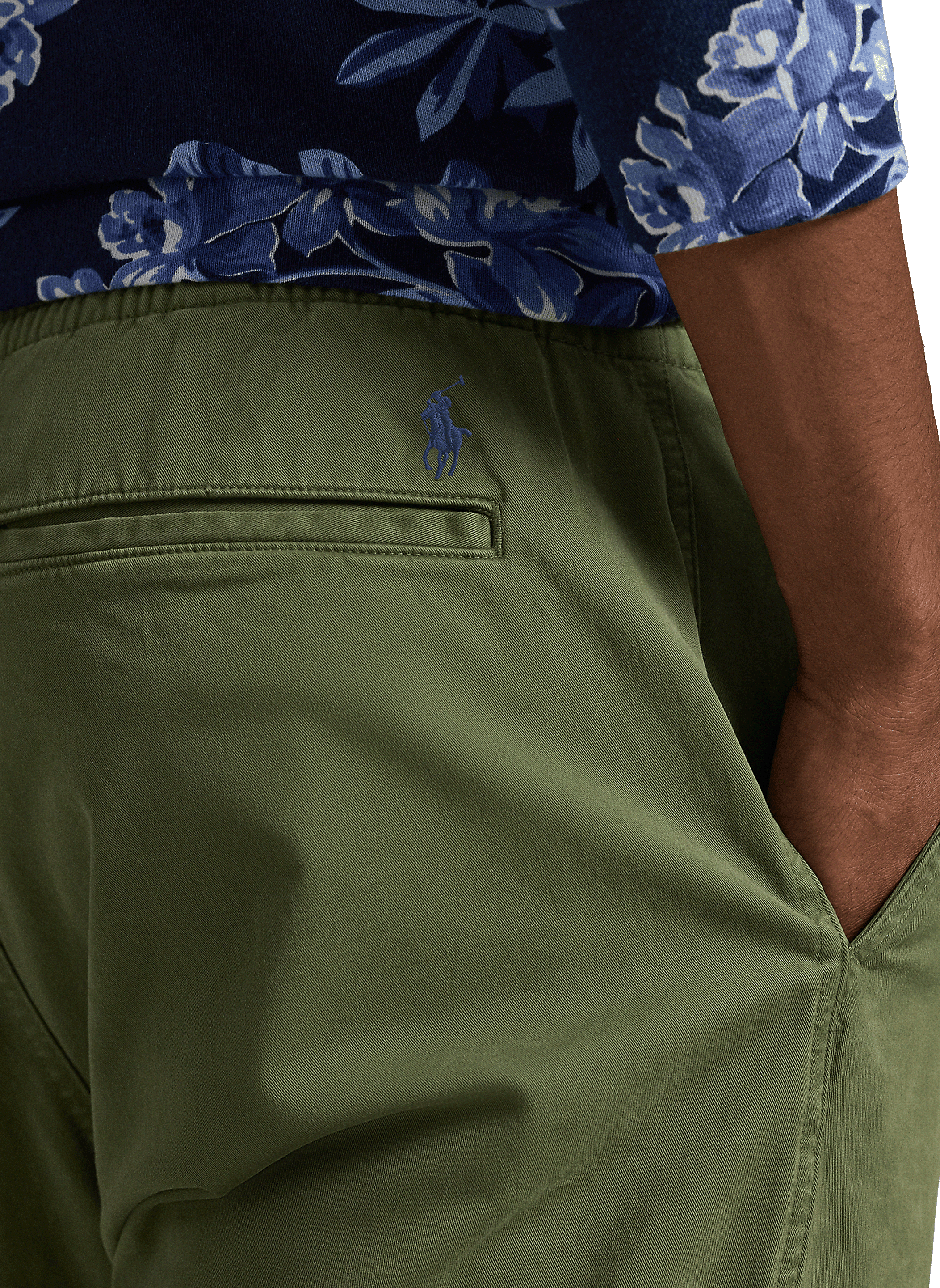 Pantalon droit taille élastiquée en coton POLO RALPH LAUREN Vert