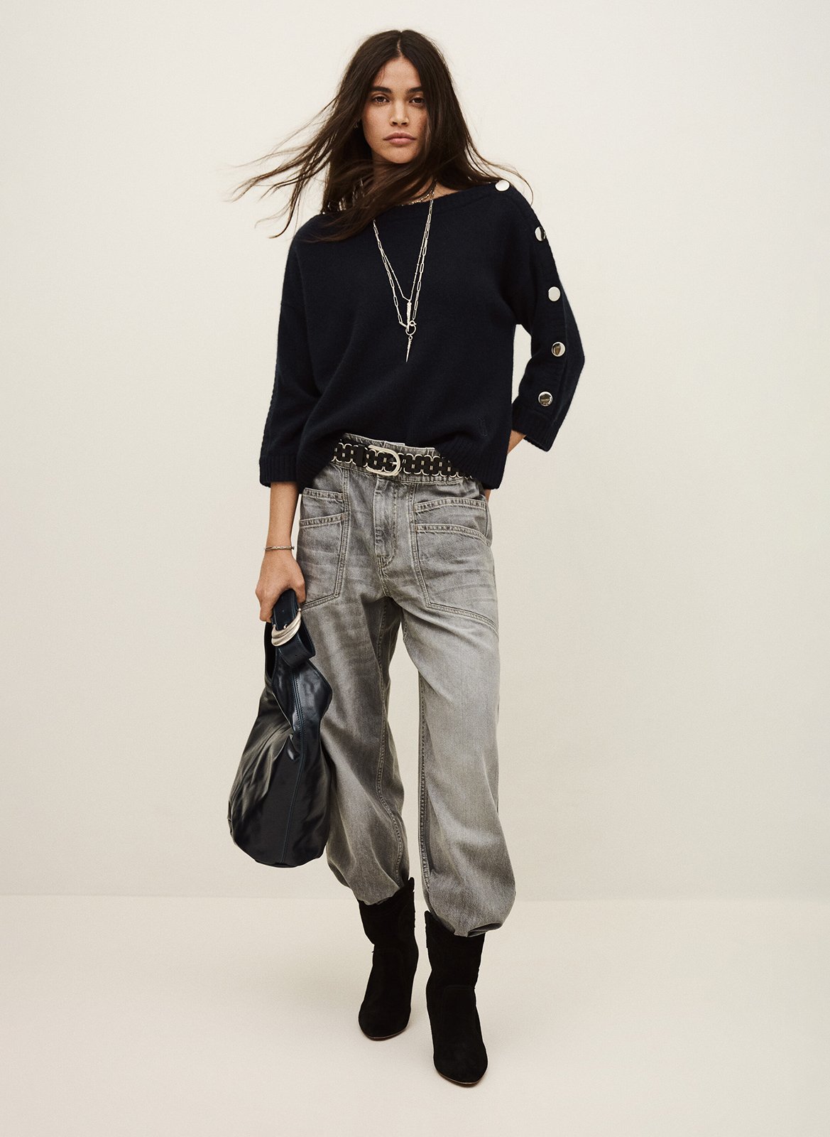 Pull droit col rond en cachemire classy BA&SH Bleu