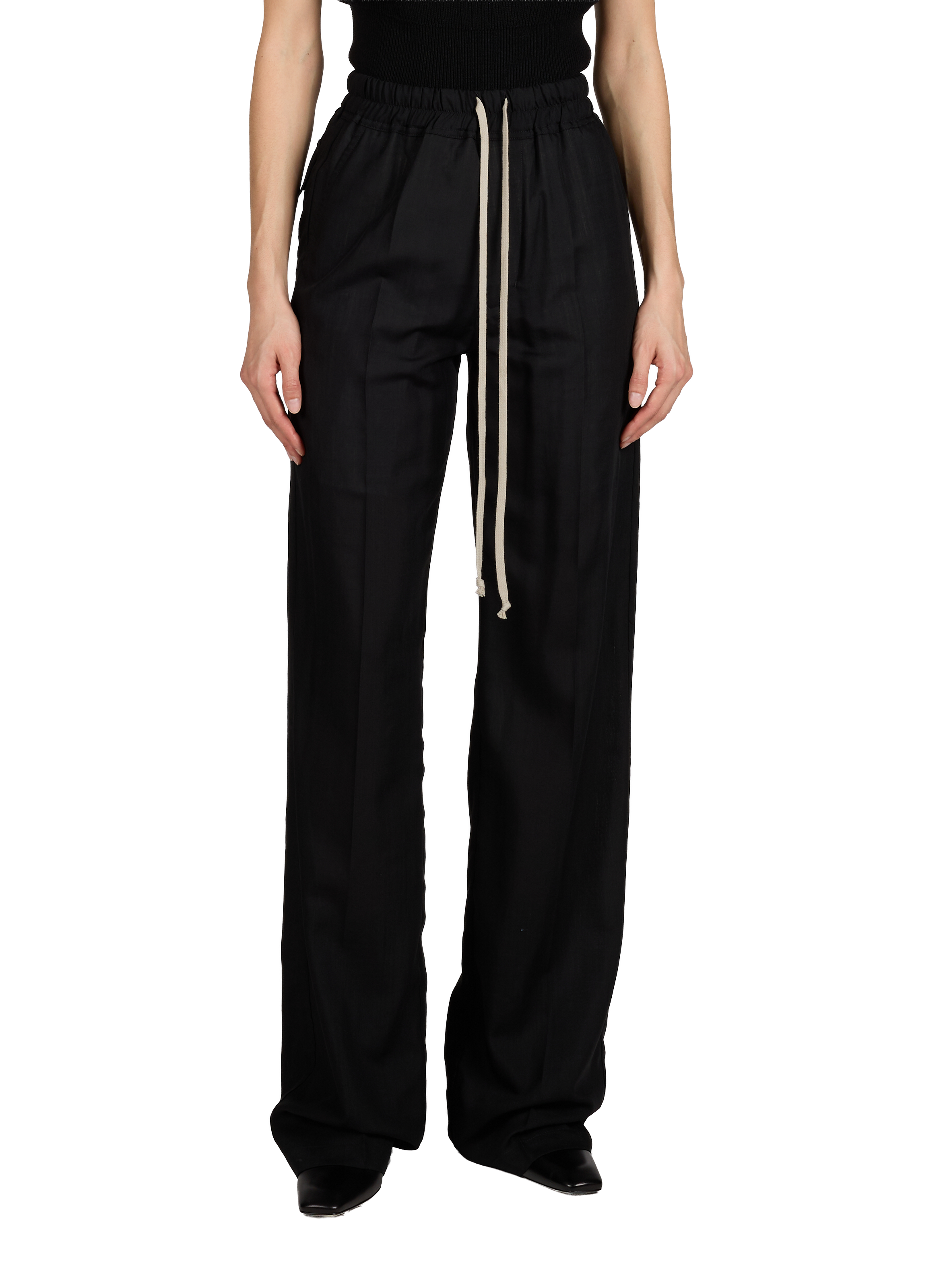 Flowy slightly sheer virgin wool pants RICK OWENS Black