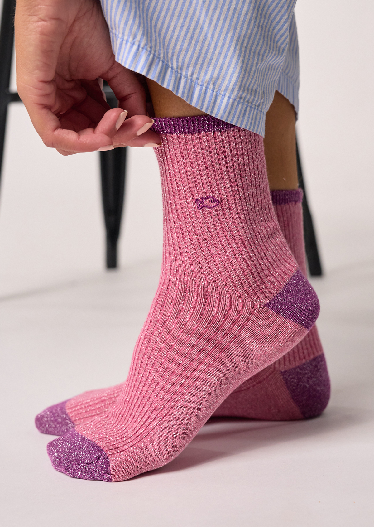 Chaussettes en coton peigné vintage BILLYBELT Rose