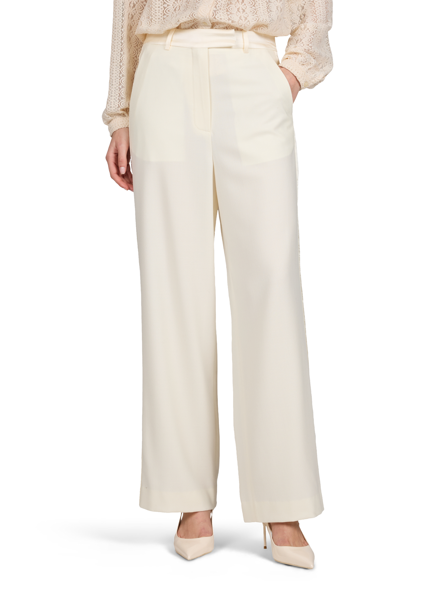 Pantalon droit en laine mélangée R2W Beige