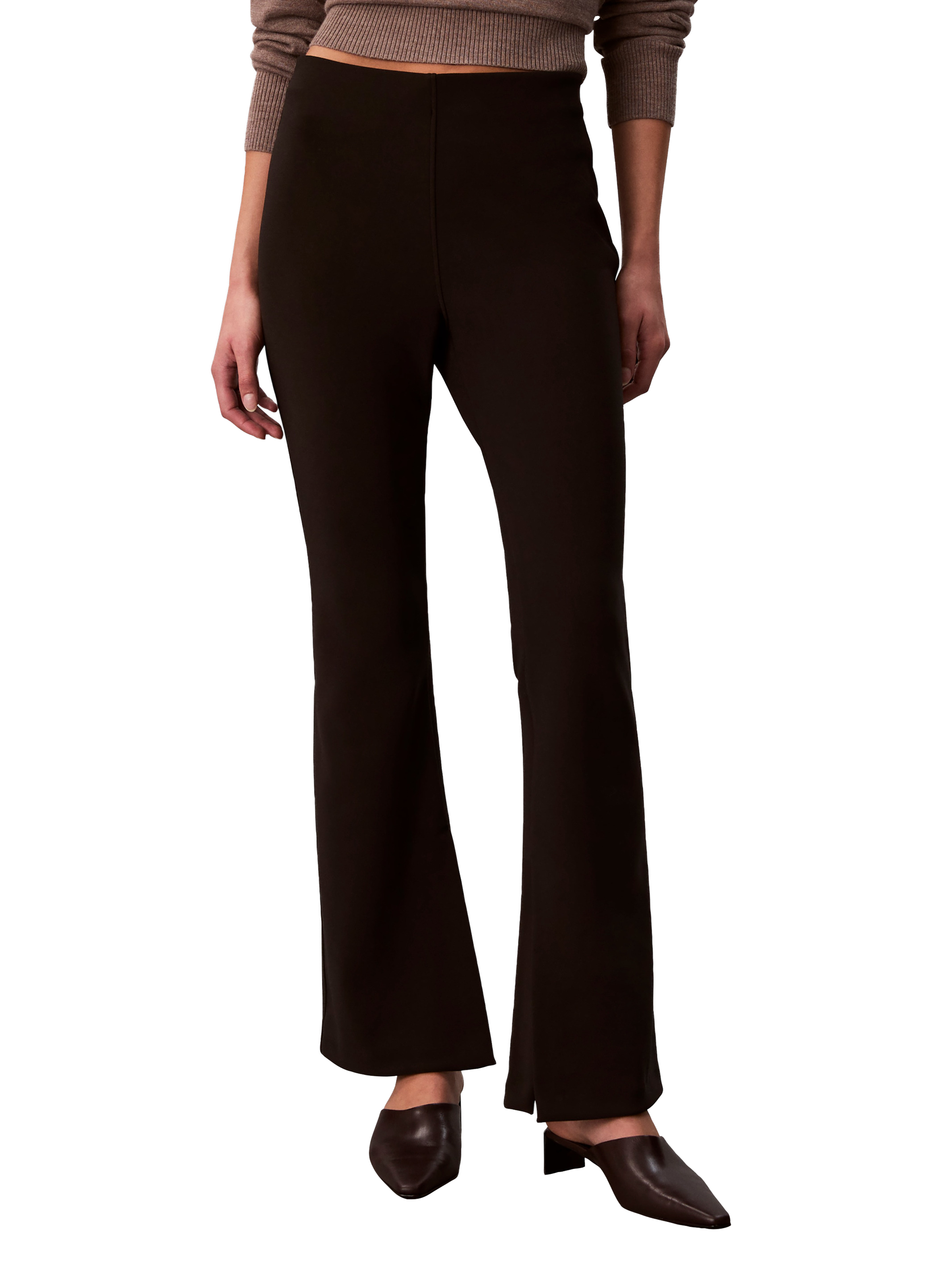 Pantalon évasé taille haute à fentes latérales  CALVIN KLEIN Noir