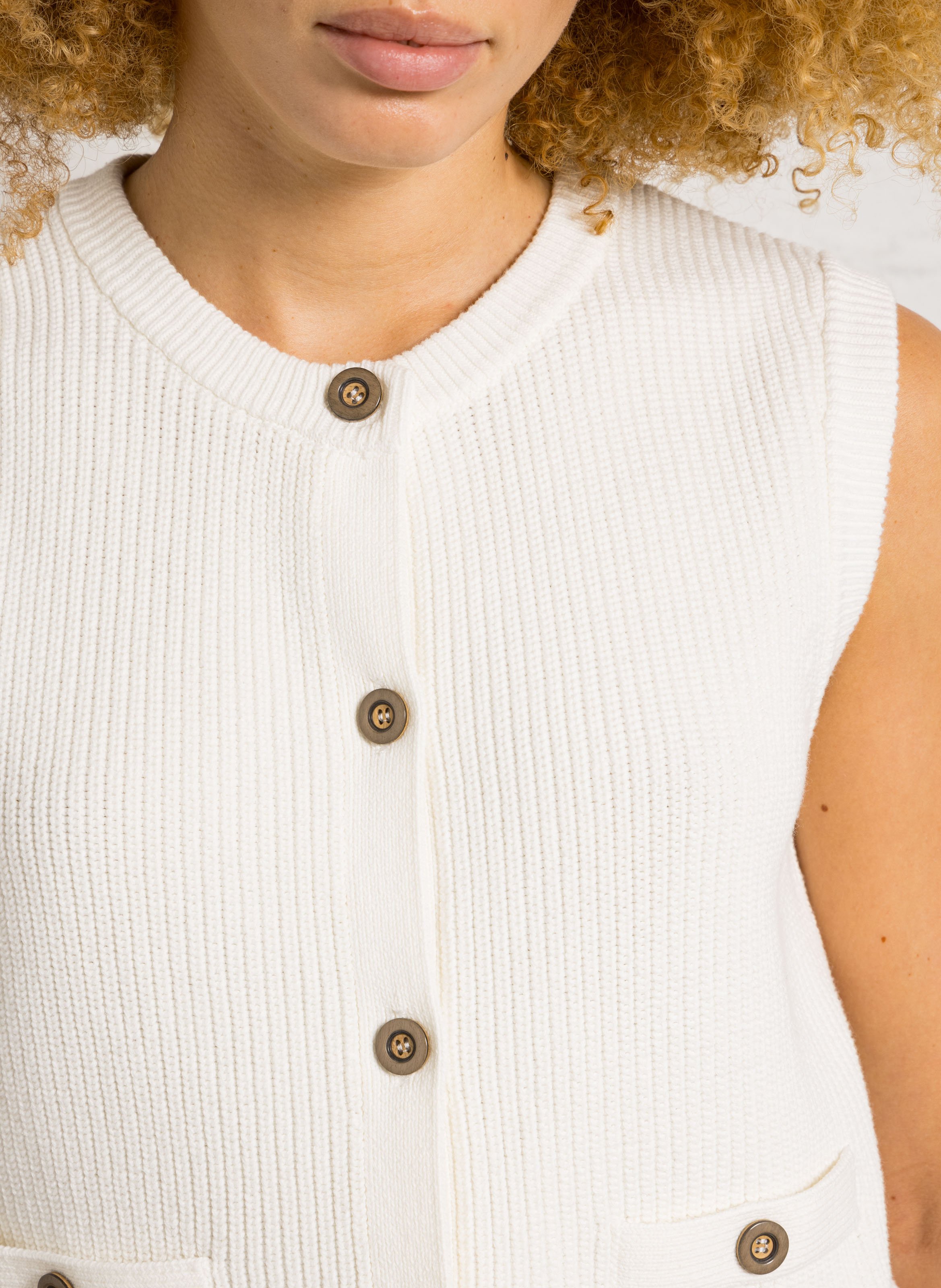 Gilet col rond en coton pierro MAISON 123 Blanc