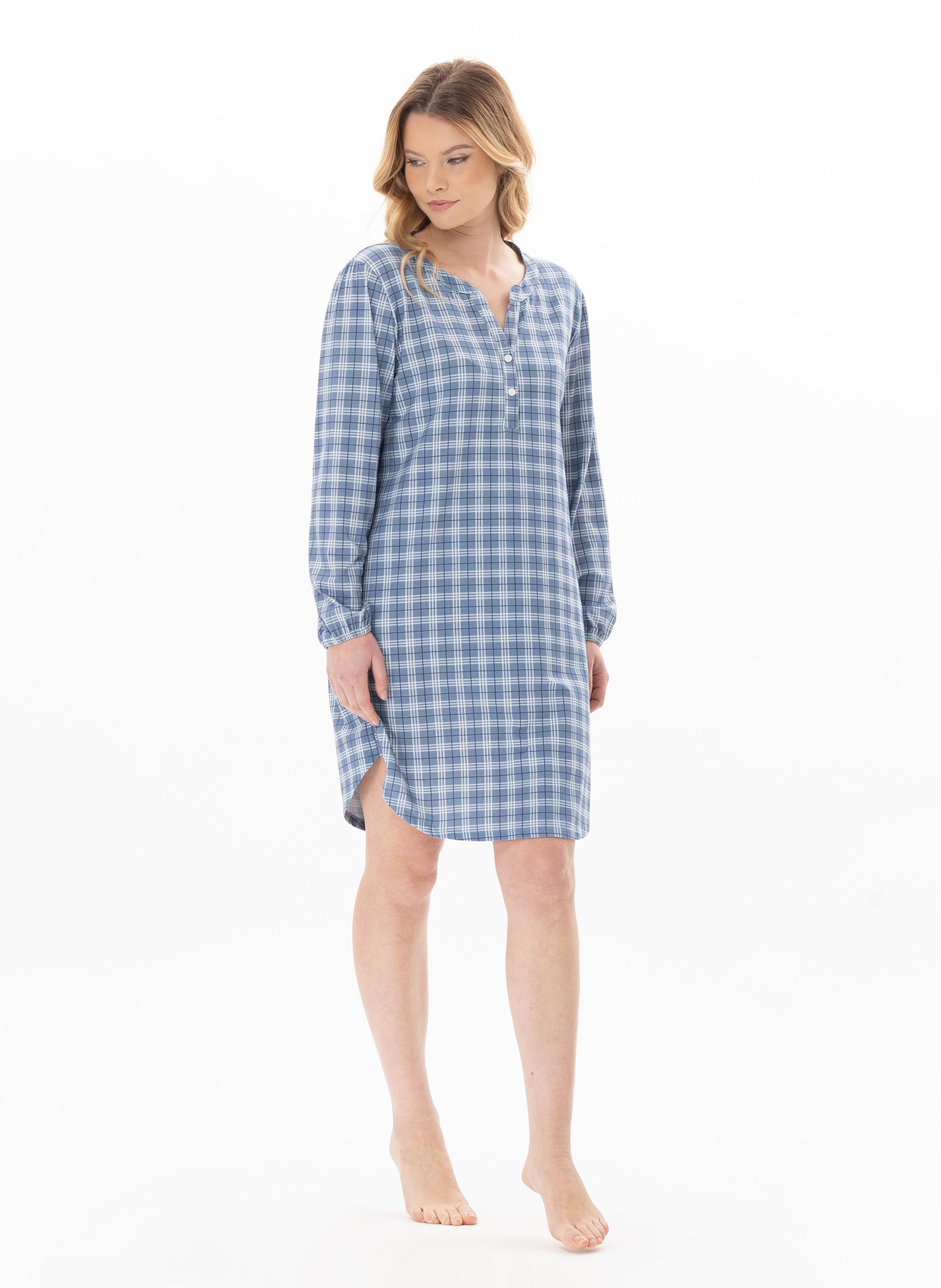Chemise de nuit en coton modal club 101 LE CHAT Bleu