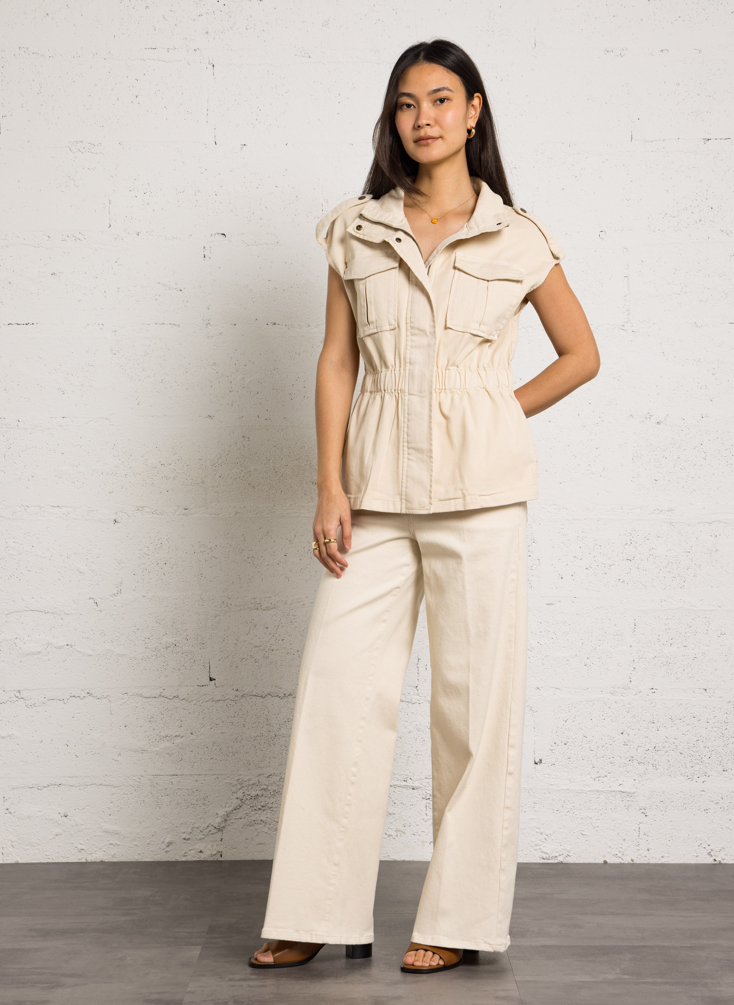 Veste froncée sans manches unie vega MAISON 123 Beige