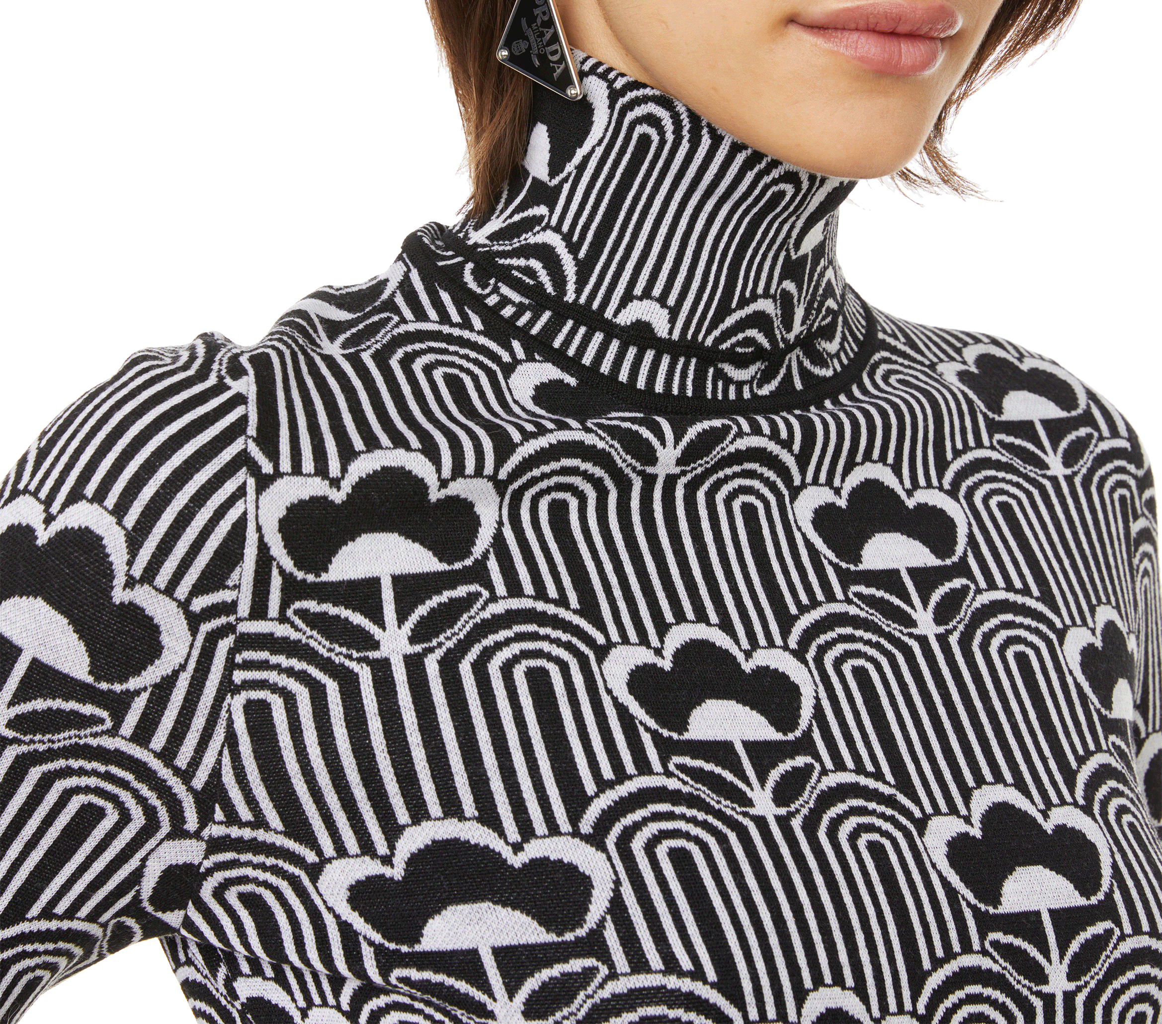 Pullover mit Print aus Schurwolle PRADA Mehrfarbig