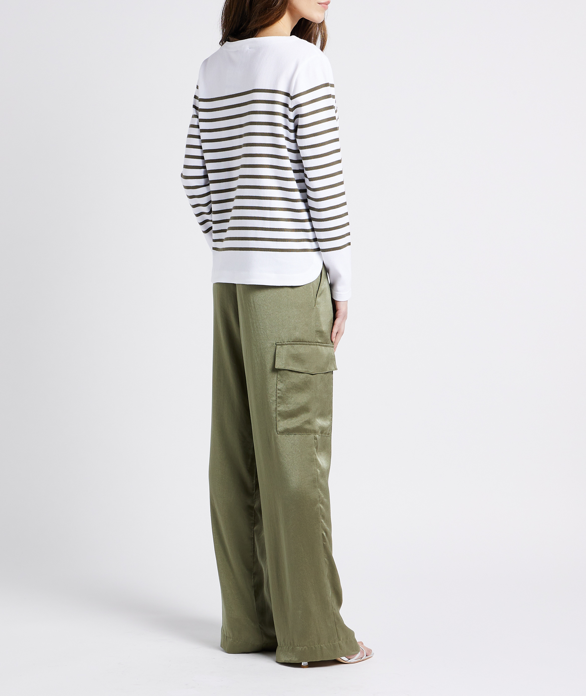 Pantalon large effet satiné cary BA&SH Kaki