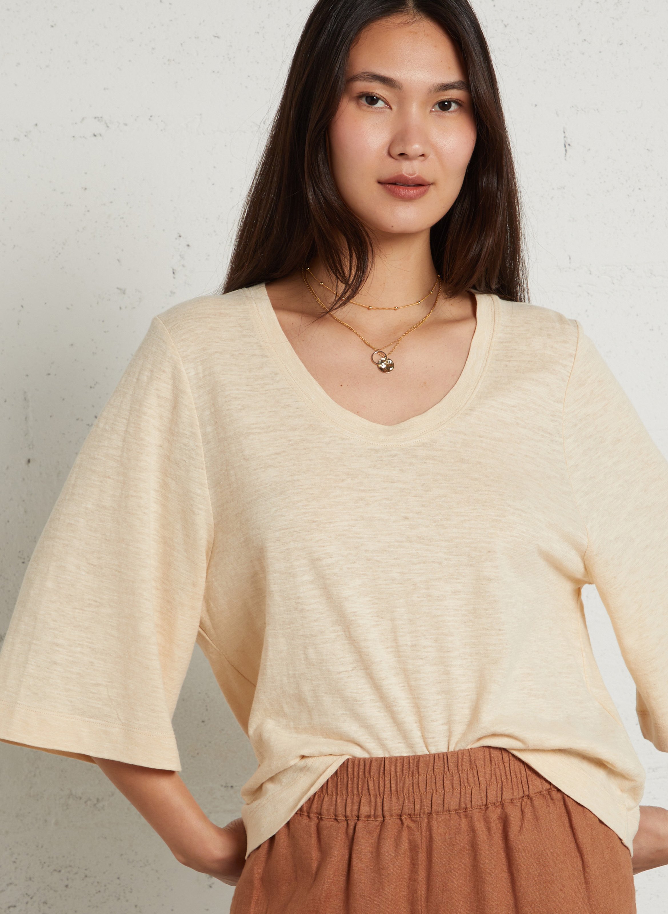 Tee-shirt col rond liana MAISON 123 Beige