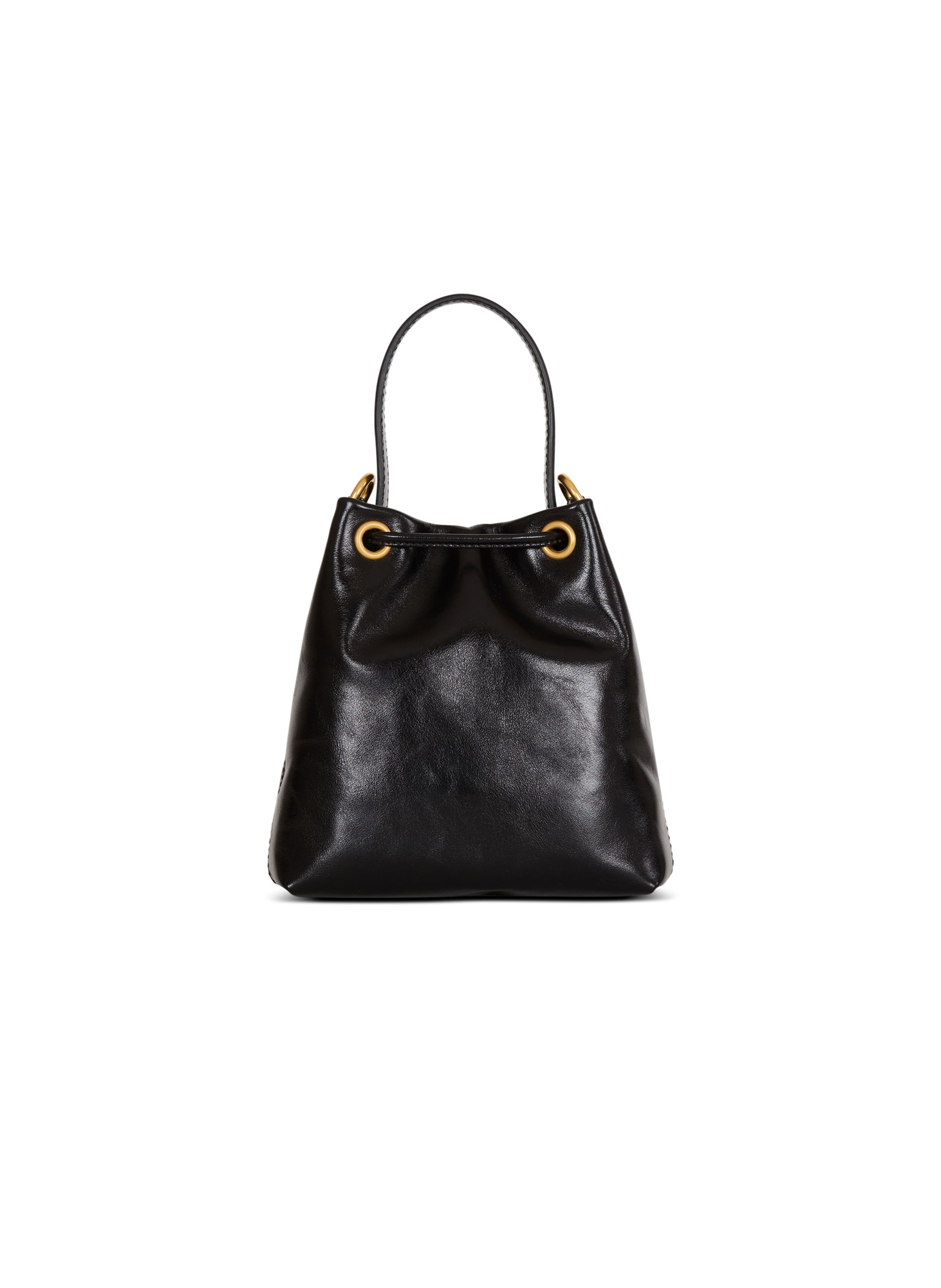 Sac pulse bucket en cuir lisse BALMAIN Noir