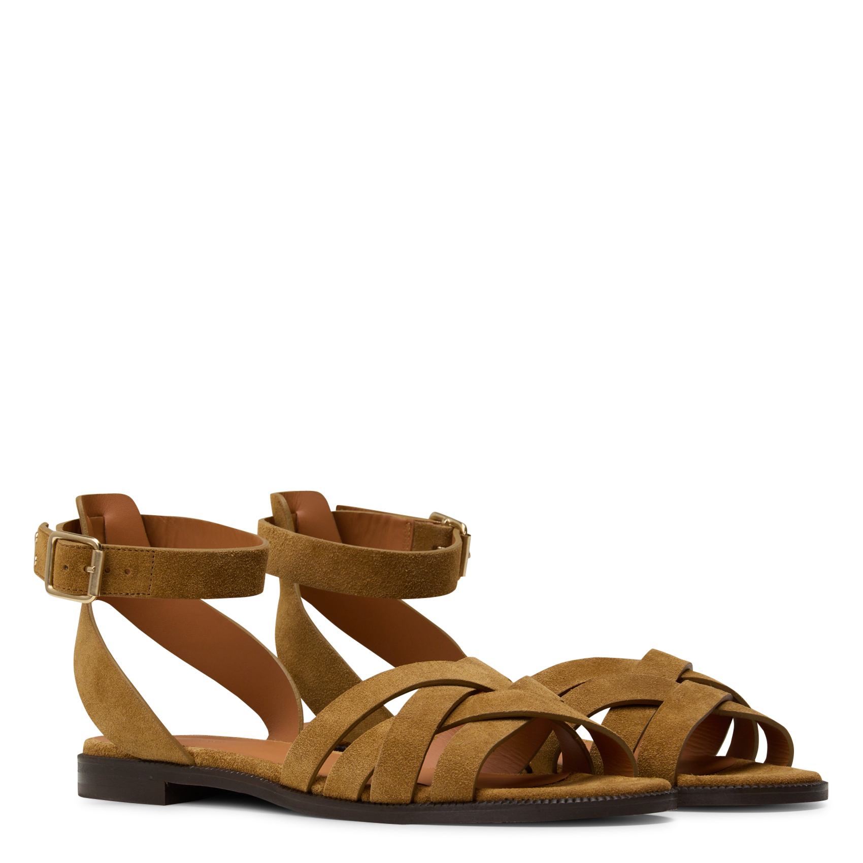 Sandales plates en cuir n°203 RIVECOUR Marron