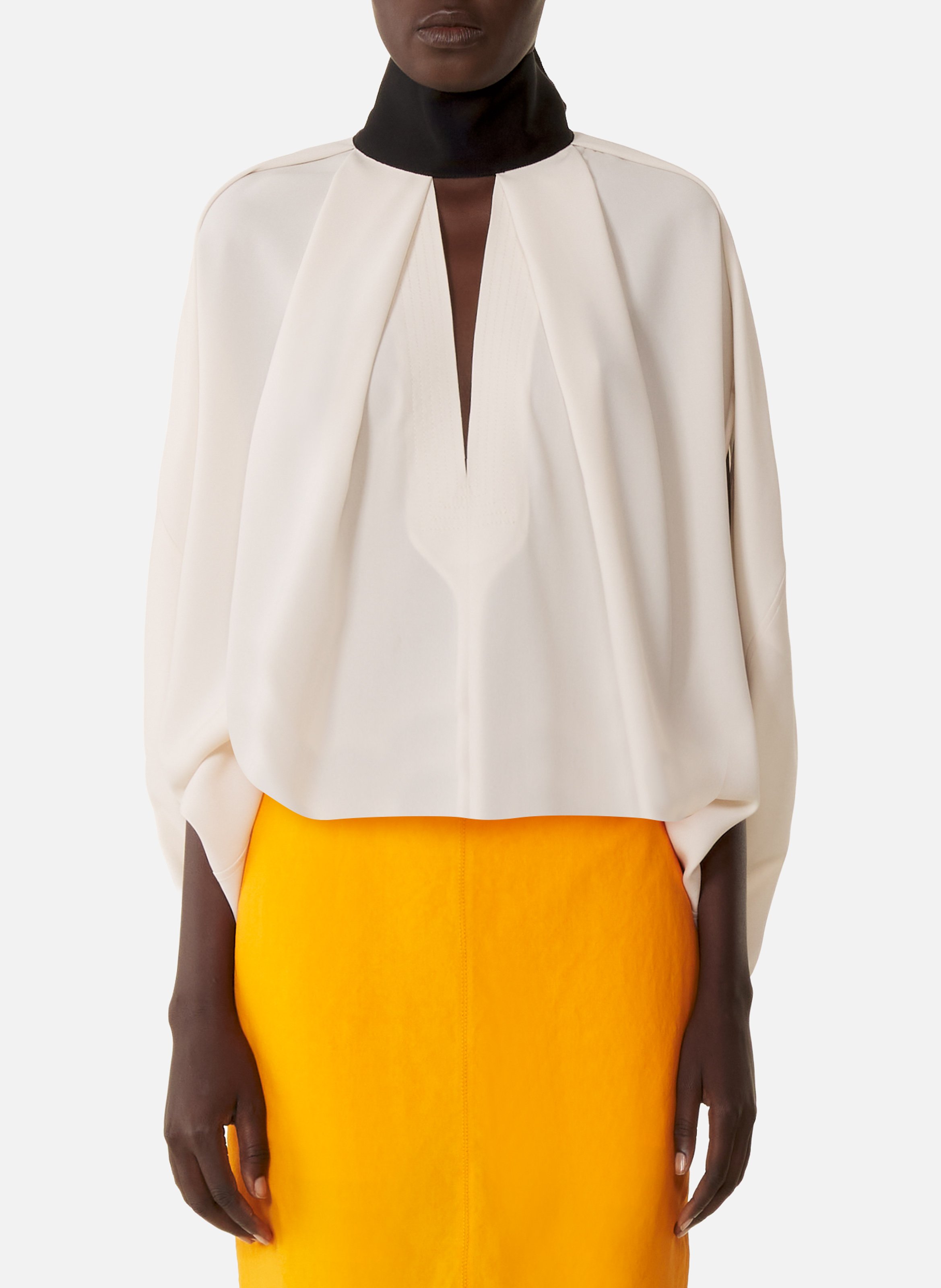 Jupe midi asymétrique en papier LANVIN Orange