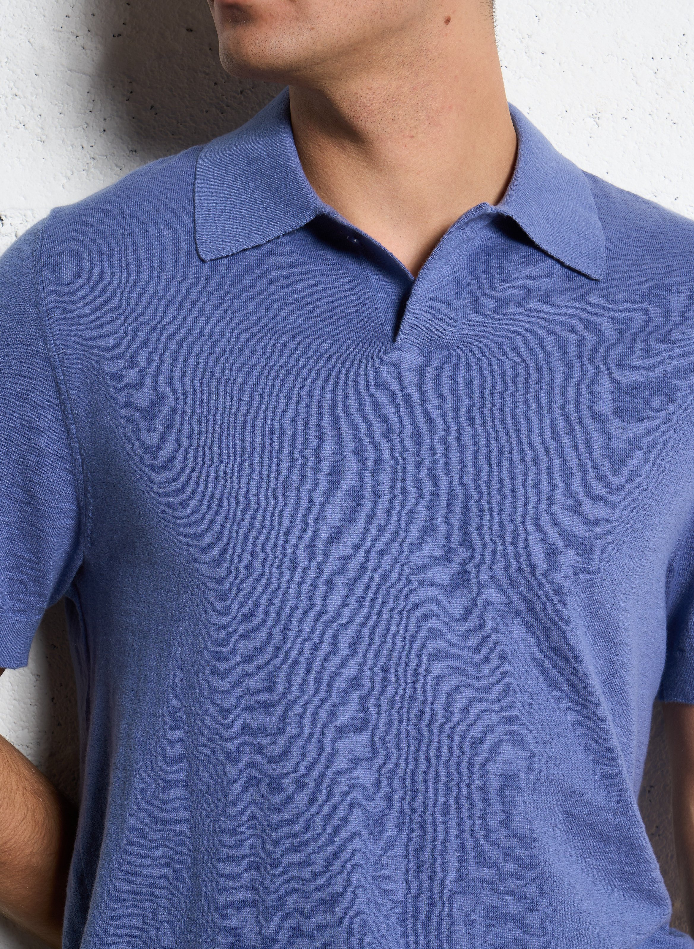 Polo manches courtes en maille flammée IKKS Bleu