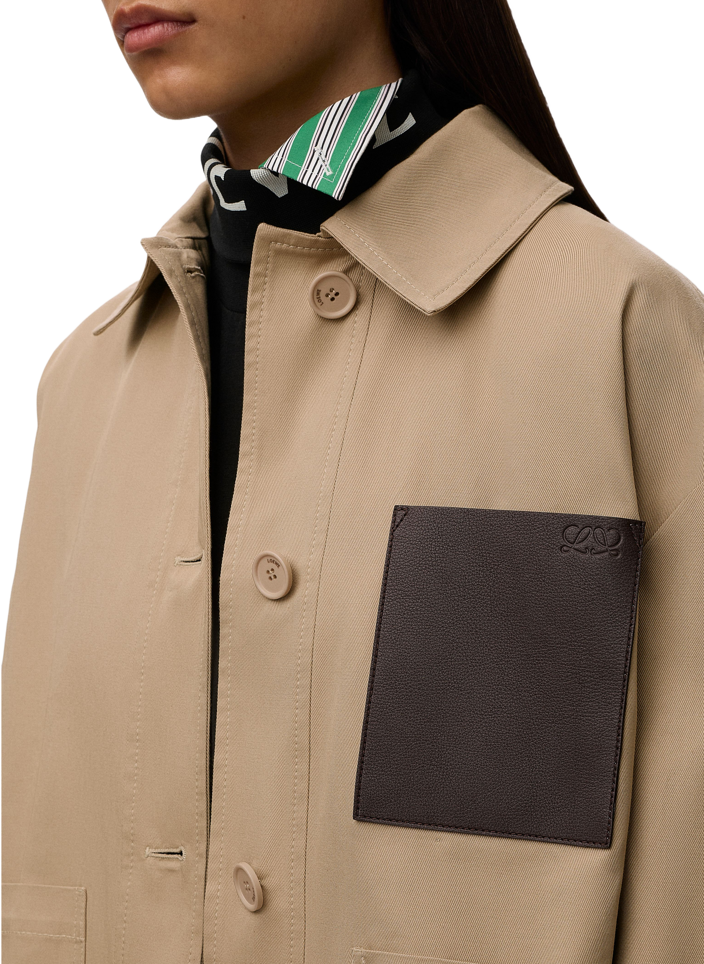 Utility-Jacke aus Baumwolle mit Ledertasche LOEWE Beige