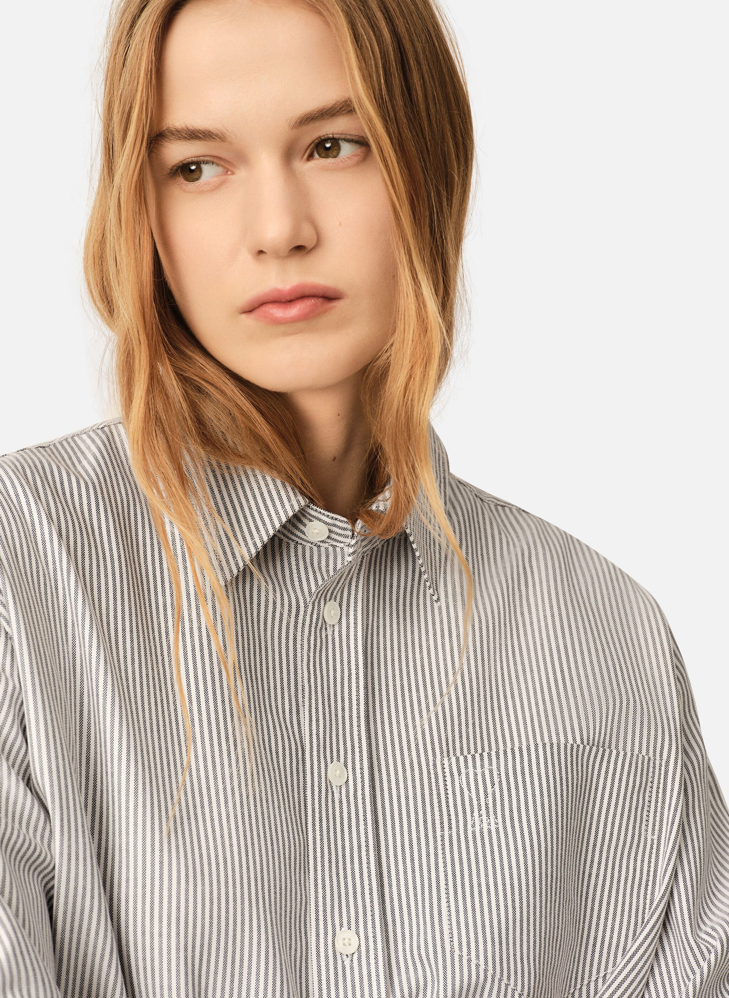 Chemise rayée courte en coton ami de coeur embossé AMI PARIS Noir