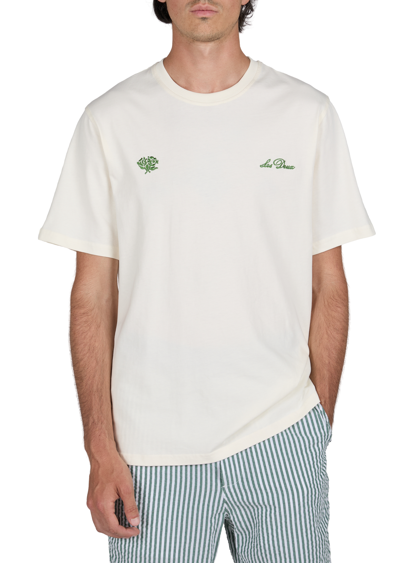 Straight embroidered cotton t-shirt LES DEUX White