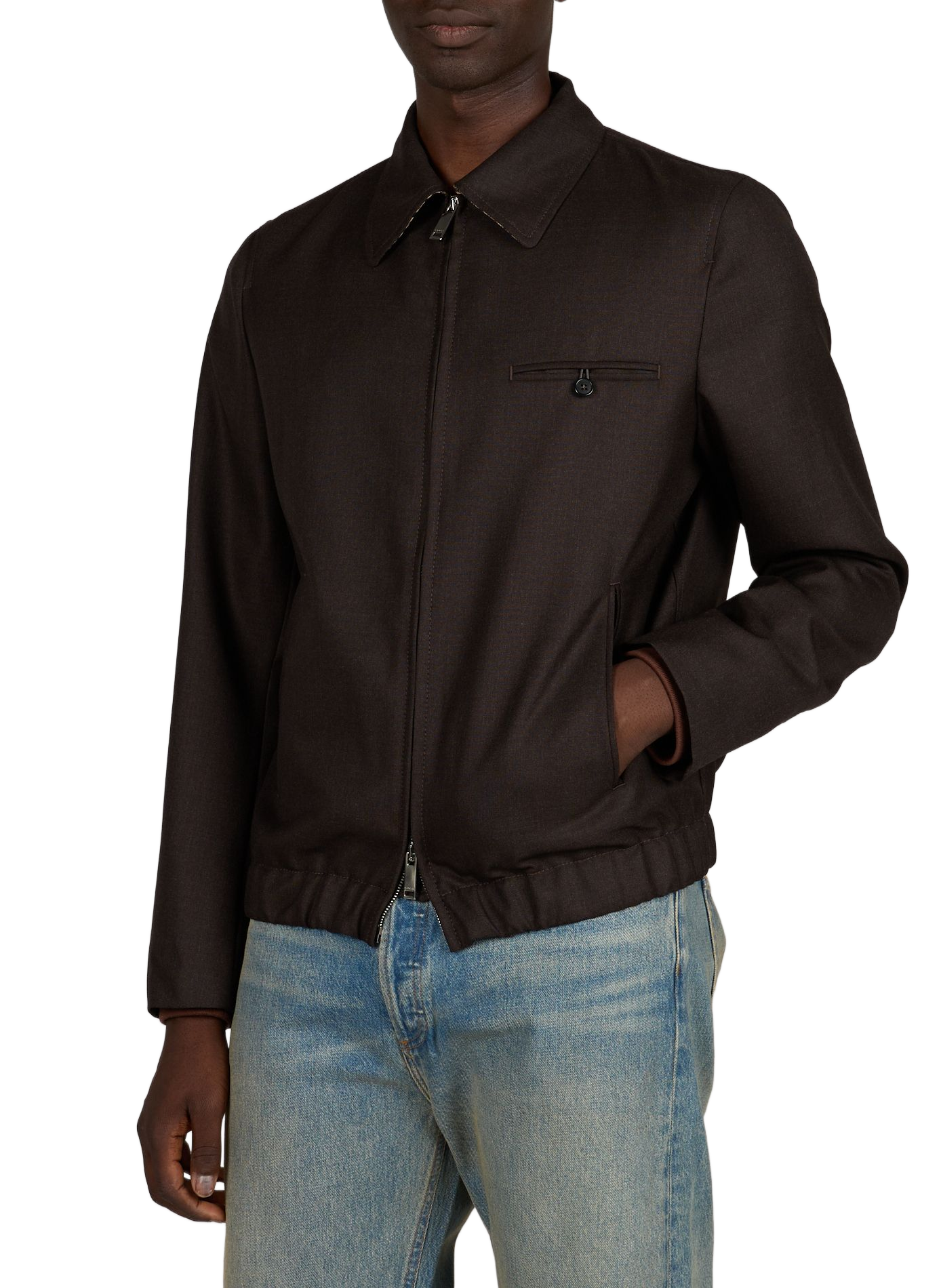 Veste à taille élastique en laine vierge SLOWEAR Marron