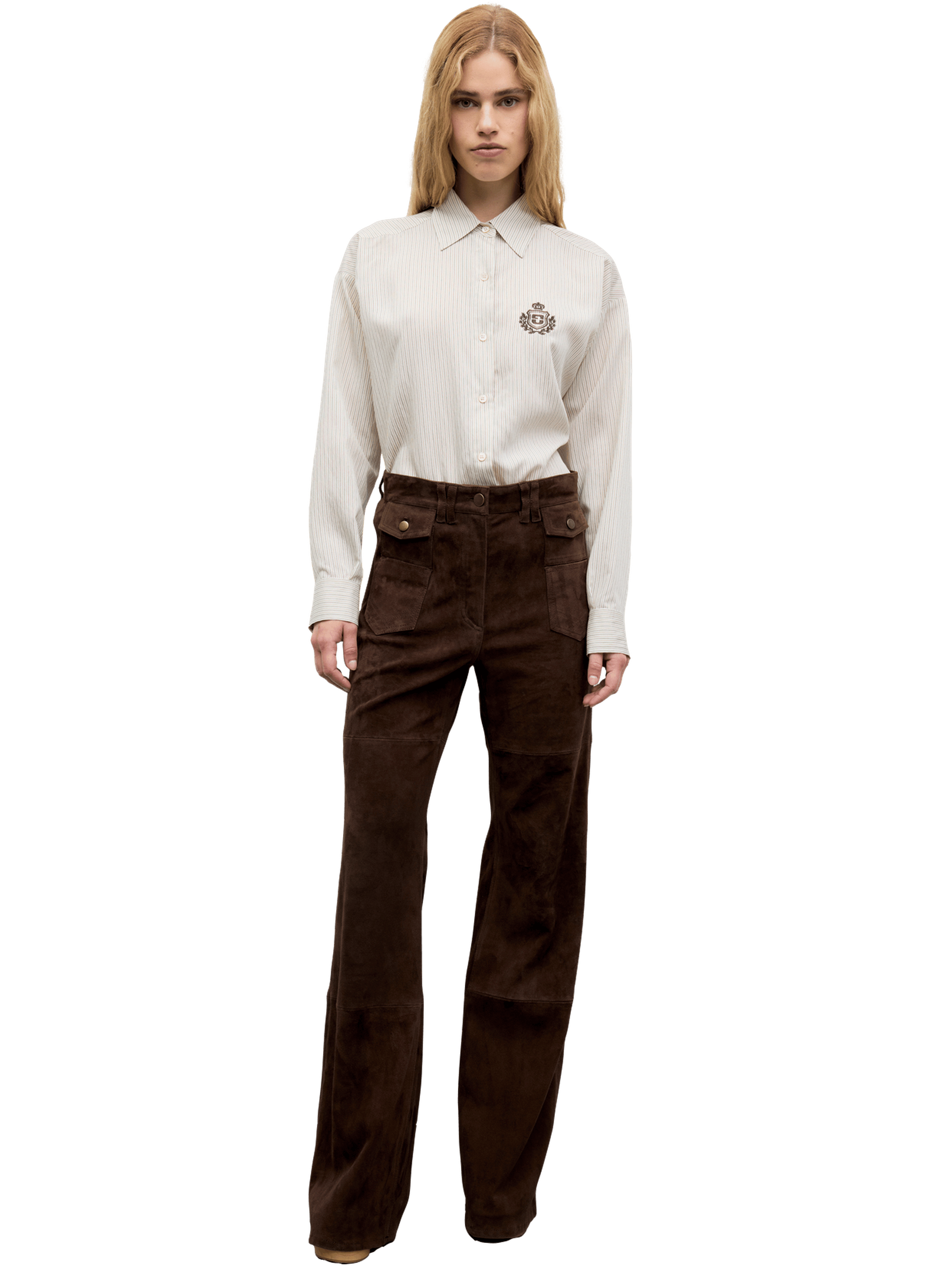 Jean flare en cuir velours - anna GERARD DAREL Marron
