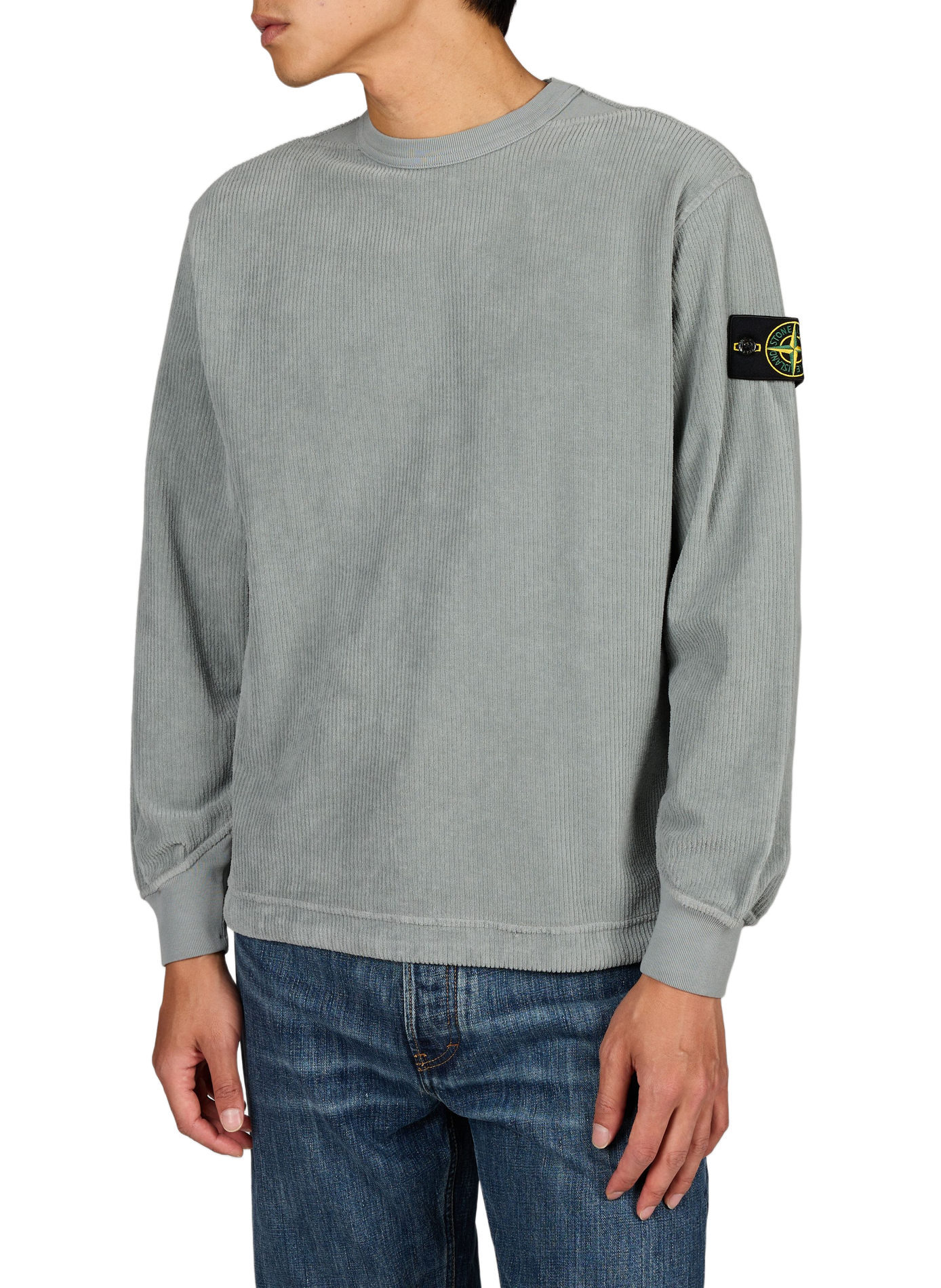 Round neck sweatshirt in velvet STONE ISLAND Grey