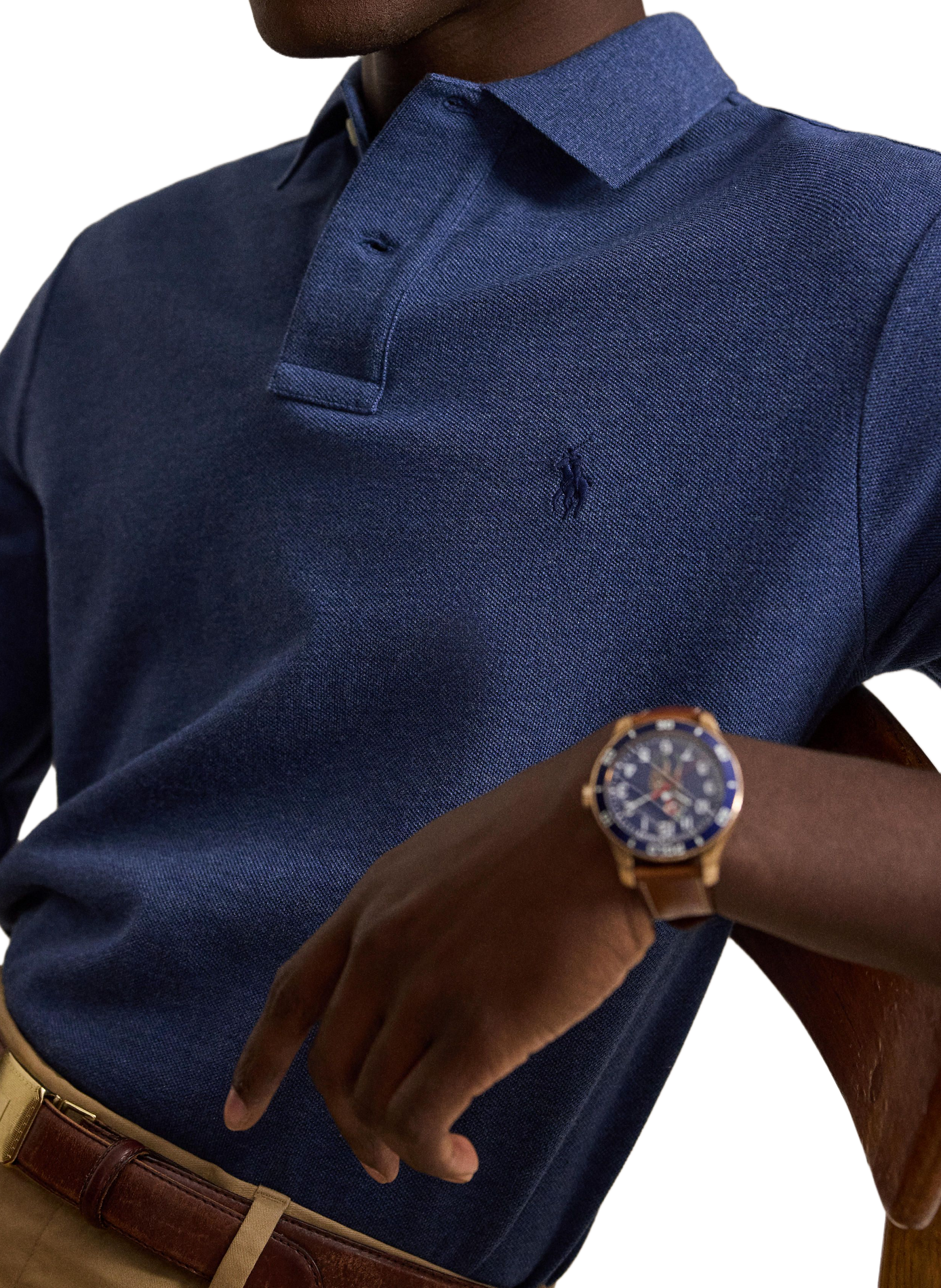 Langarm-Polo aus Baumwollpiqué POLO RALPH LAUREN Blau
