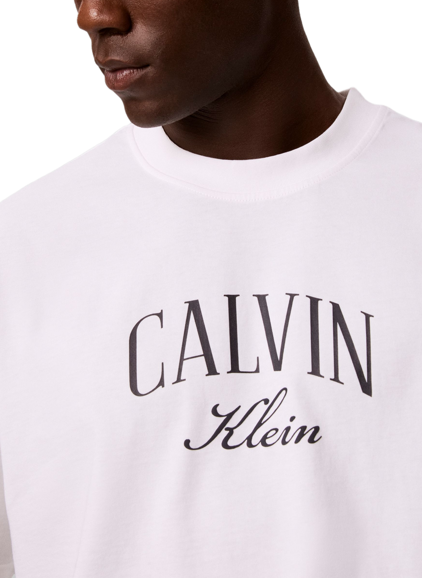 Tee-shirt col rond en coton CALVIN KLEIN Blanc